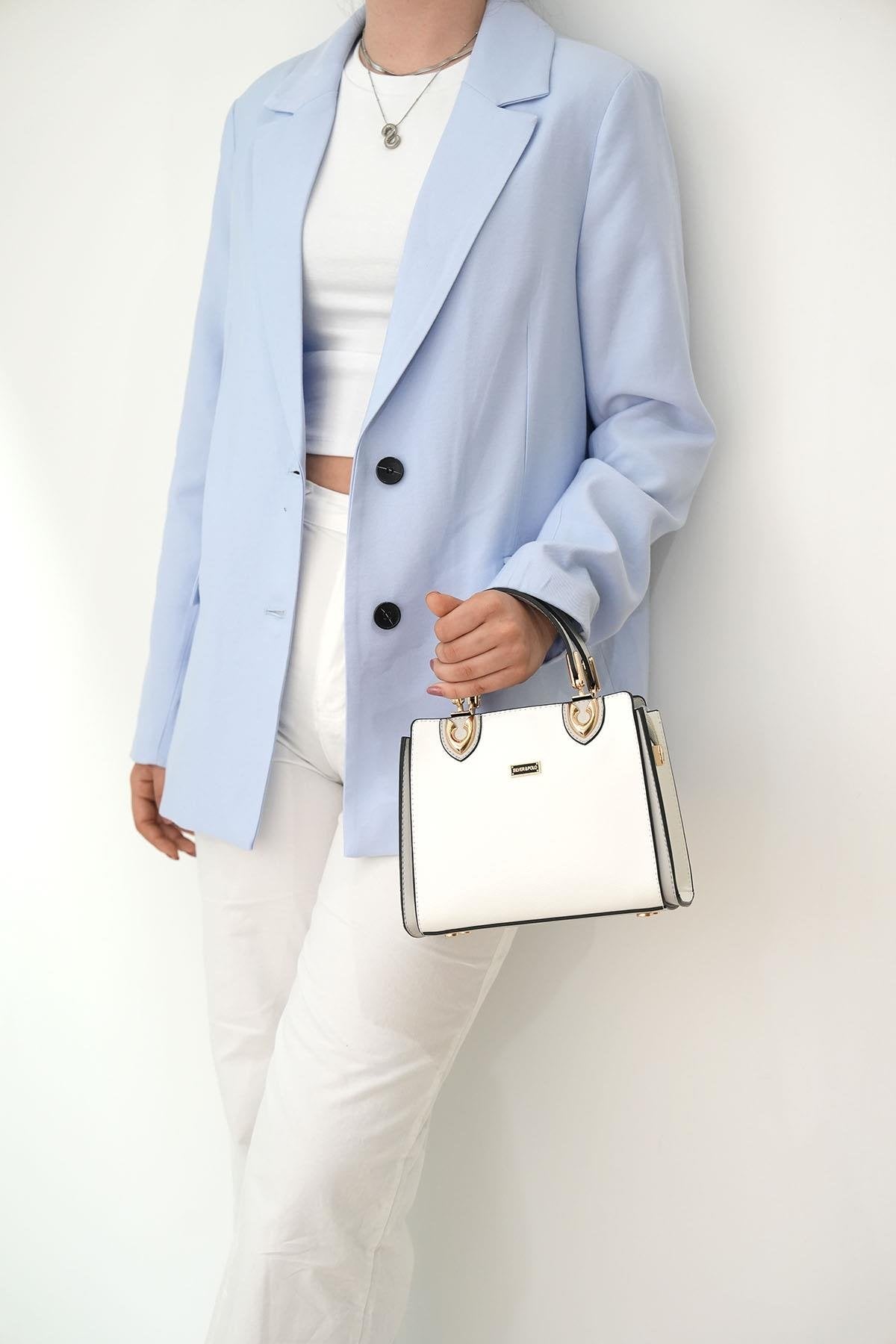 Silver & Polo Beyaz - A.gri SP1133 Kadın El Çantası