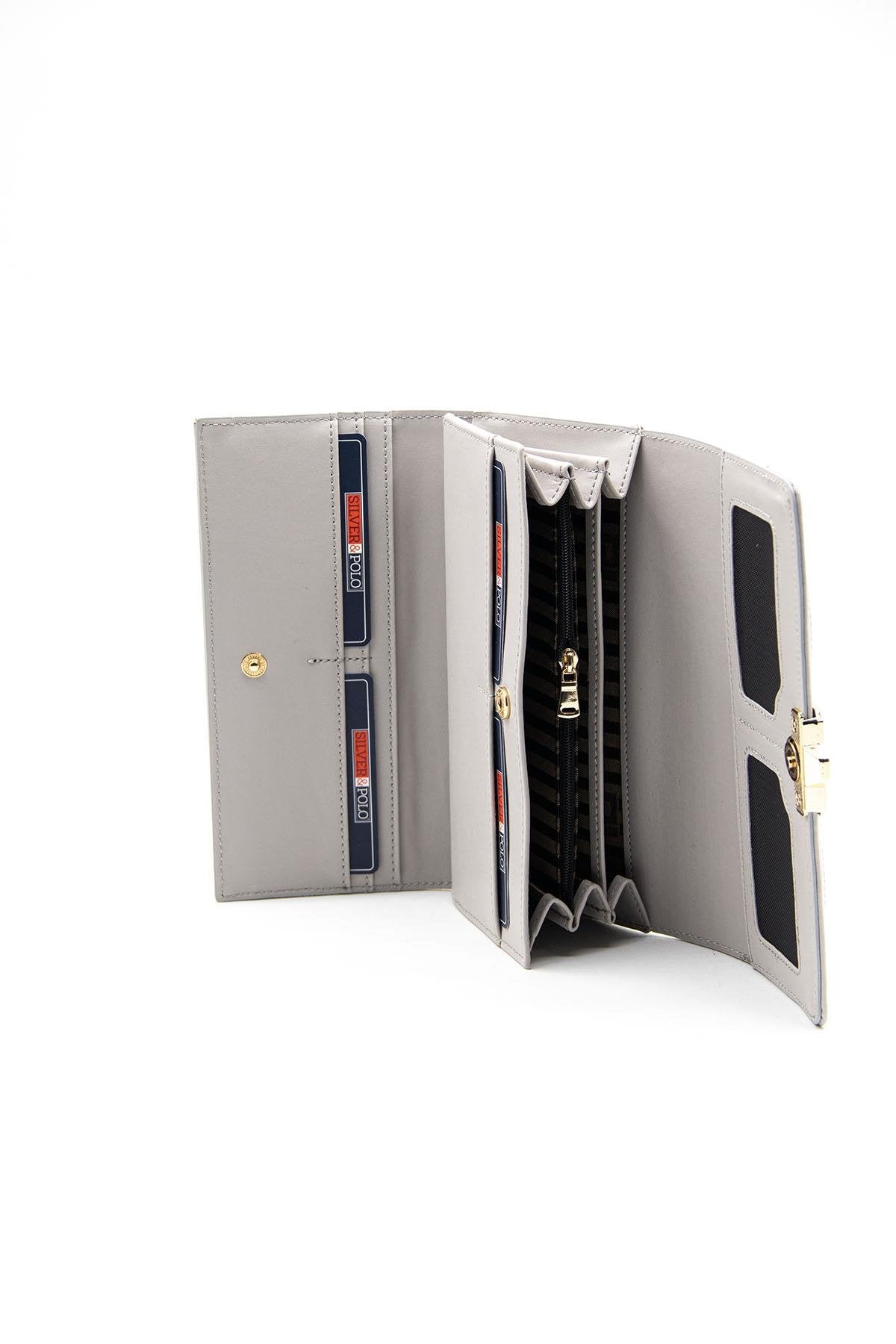 Silver & Polo Beyaz-A.gri SP979 Kadın Cüzdan & Kartlık