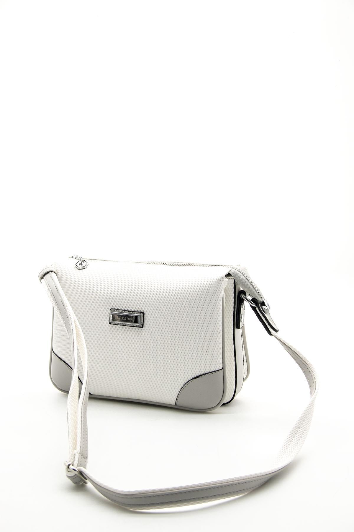 Silver & Polo Beyaz - A.gri SP784 Kadın Çapraz Çanta