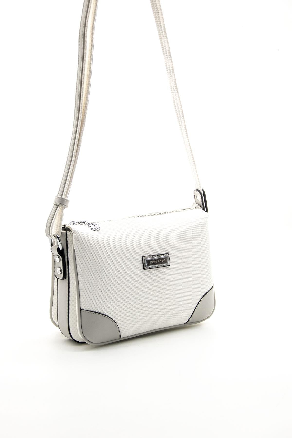 Silver & Polo Beyaz - A.gri SP784 Kadın Çapraz Çanta