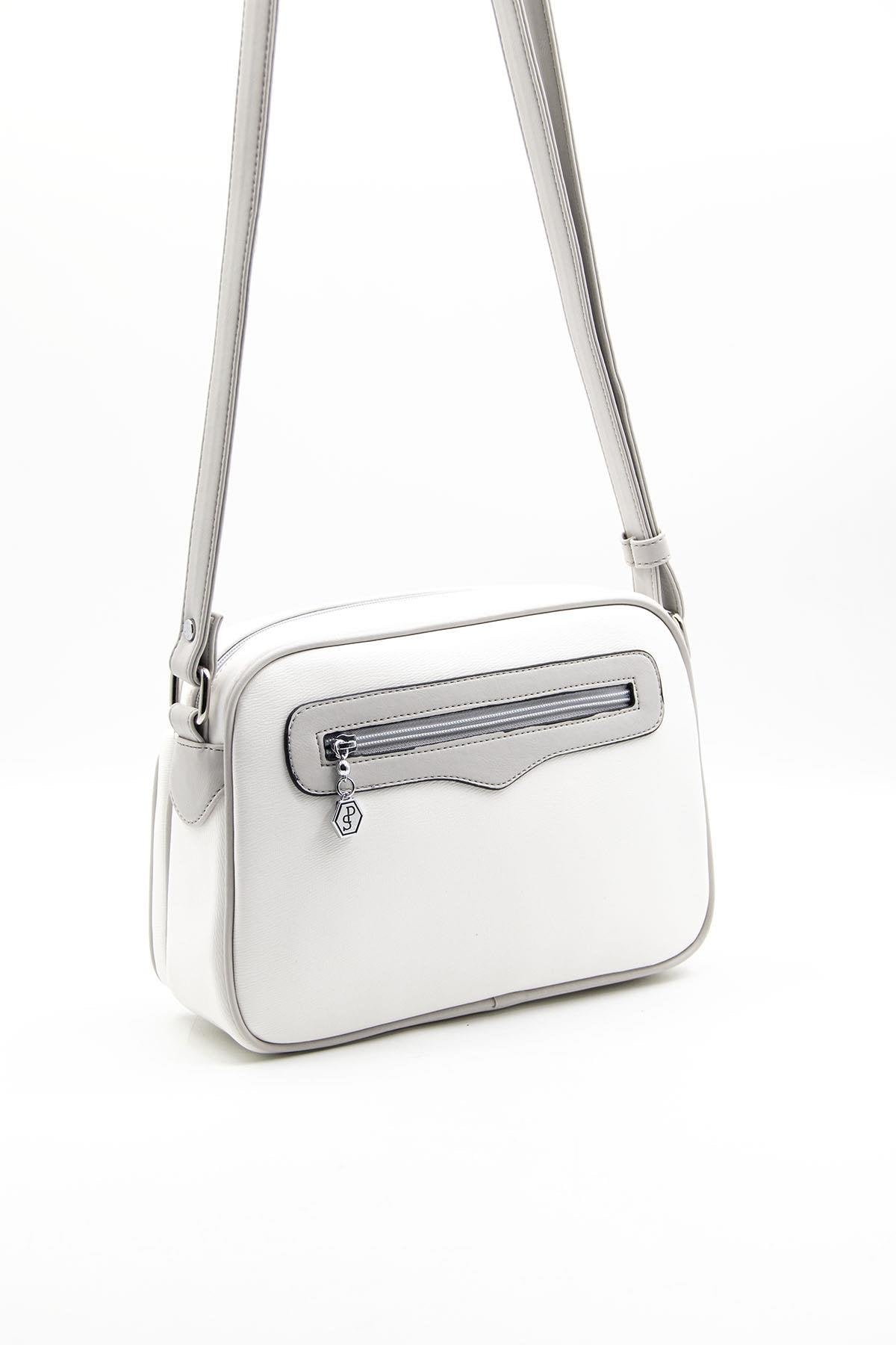 Silver & Polo Beyaz-A.gri SP491 Kadın Çapraz Çanta