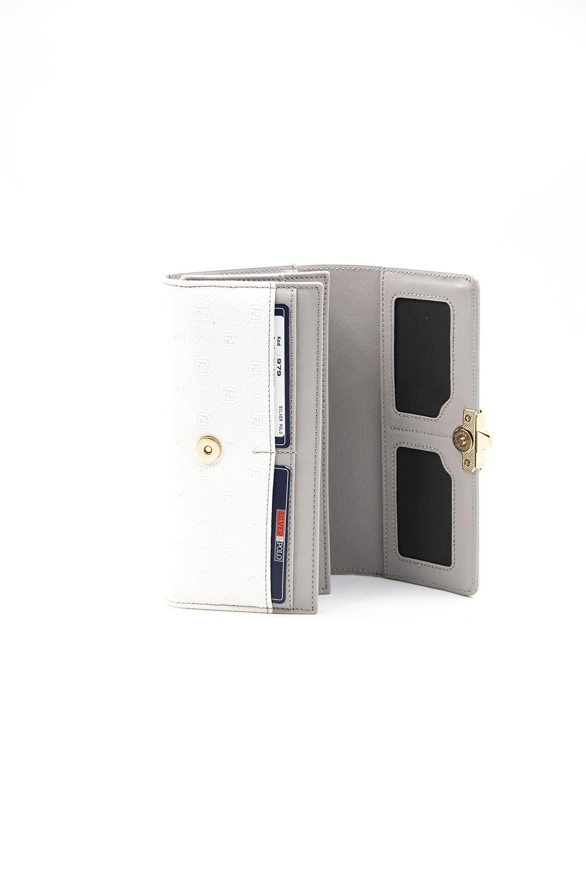 Silver & Polo Beyaz-A.gri SP979 Kadın Cüzdan & Kartlık