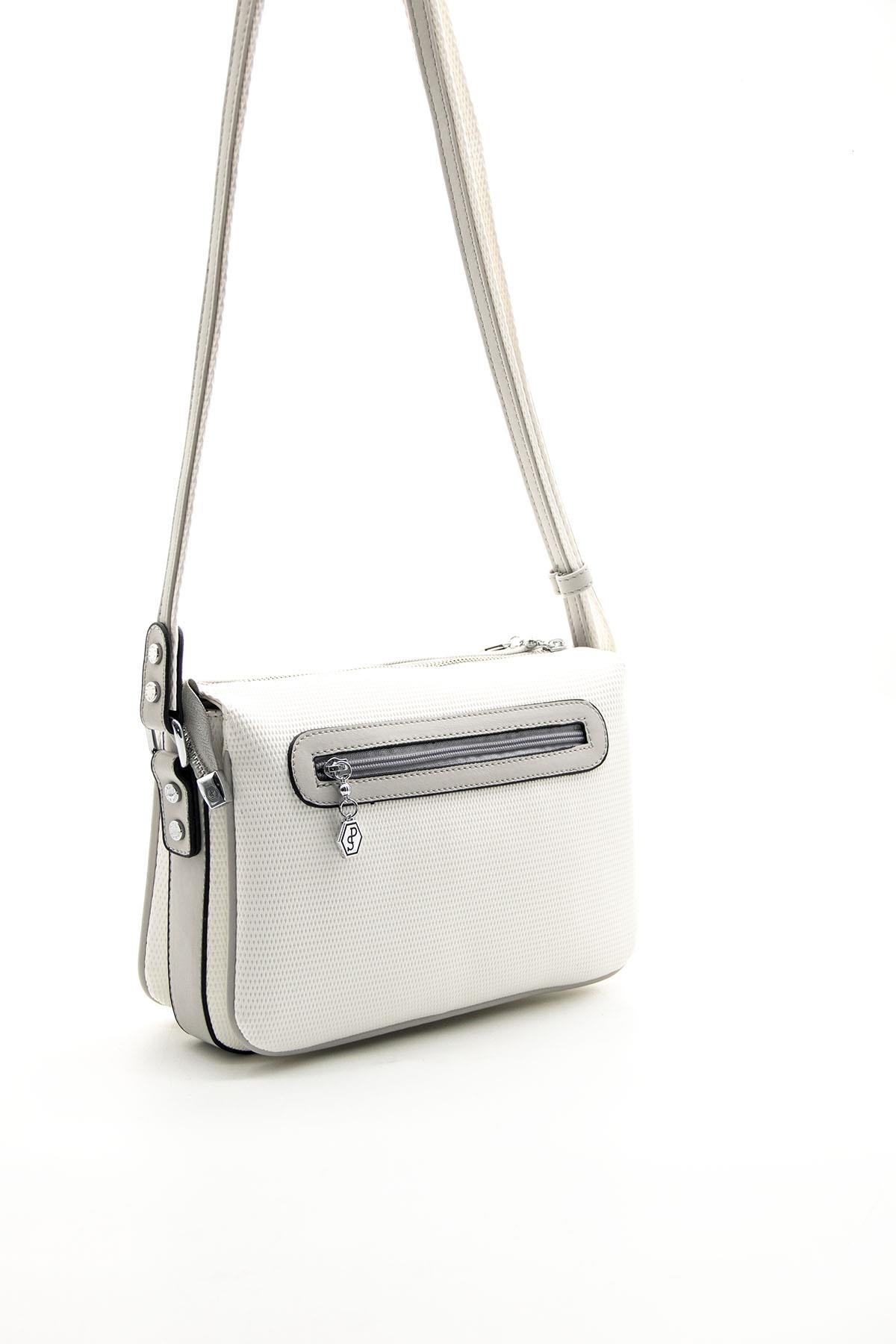 Silver & Polo Beyaz - A.gri SP784 Kadın Çapraz Çanta