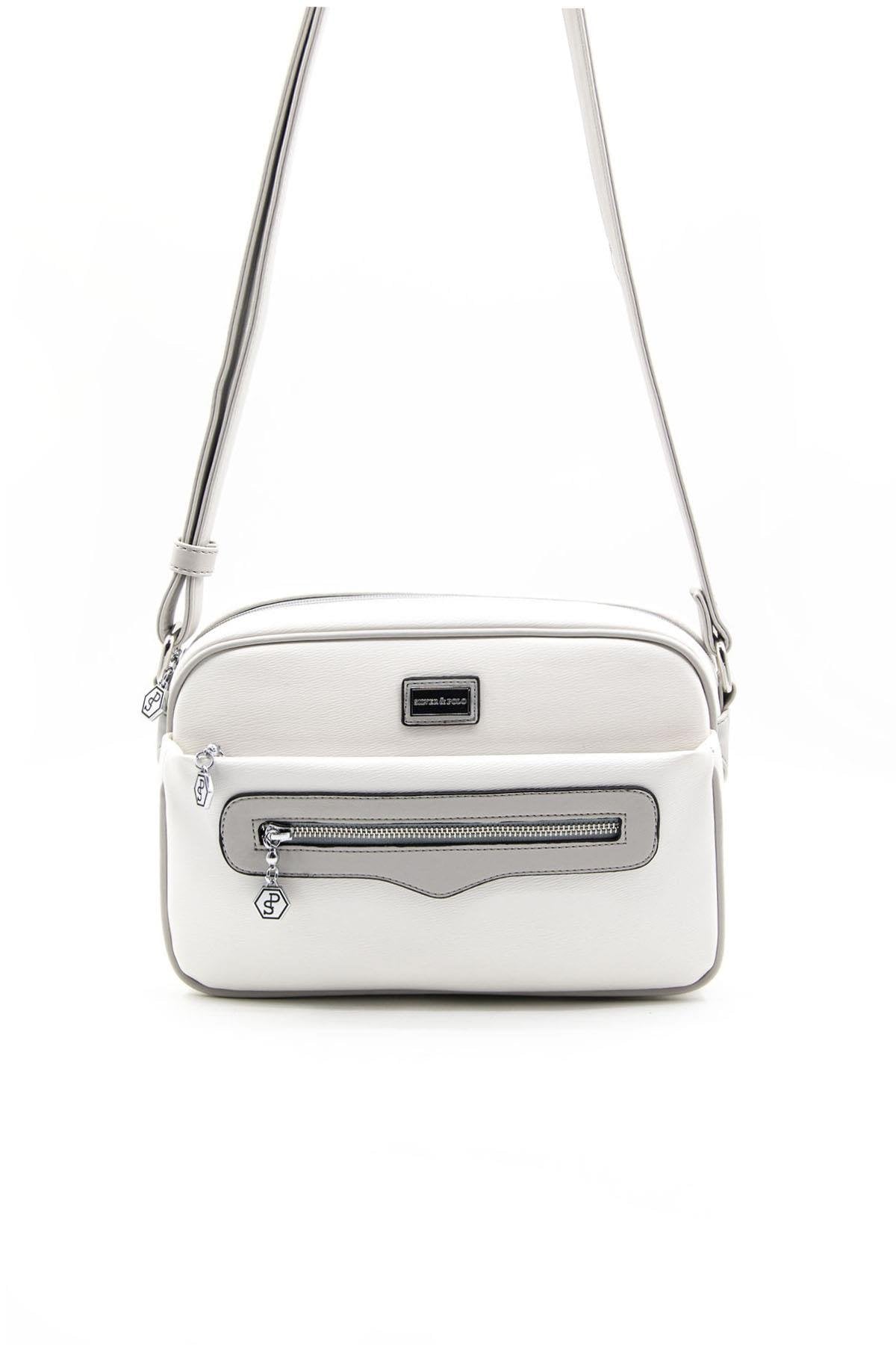 Silver & Polo Beyaz-A.gri SP491 Kadın Çapraz Çanta