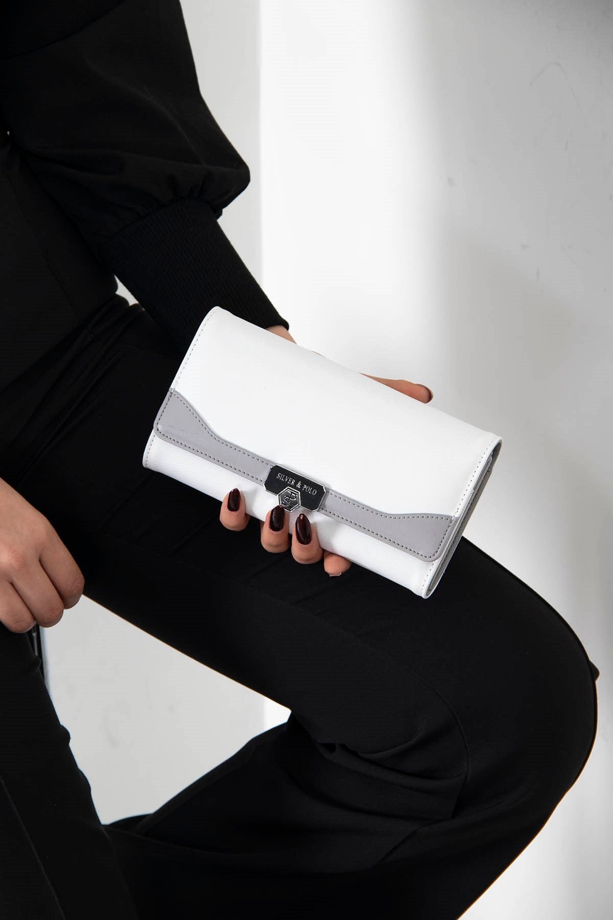 Silver & Polo Beyaz - A.gri SP979 Kadın Cüzdan & Kartlık