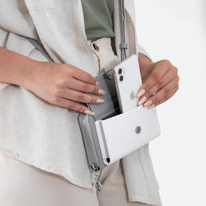 Silver & Polo Beyaz - A.gri SP921 Kadın Askılı Cüzdanlı Telefon Çantası