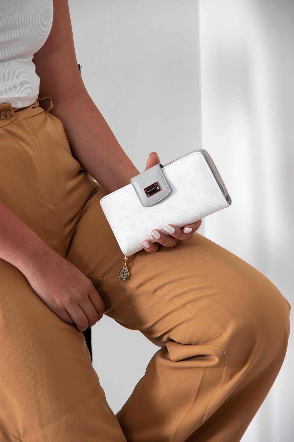 Silver & Polo Beyaz - A.gri SP928 Kadın Cüzdan & Kartlık