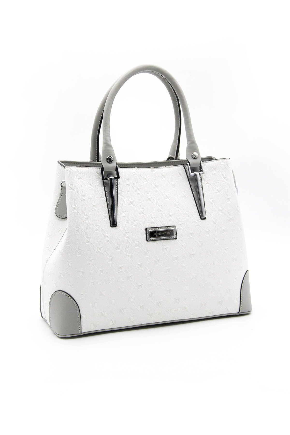 Silver & Polo Beyaz - A.gri SP667 Kadın El Çantası