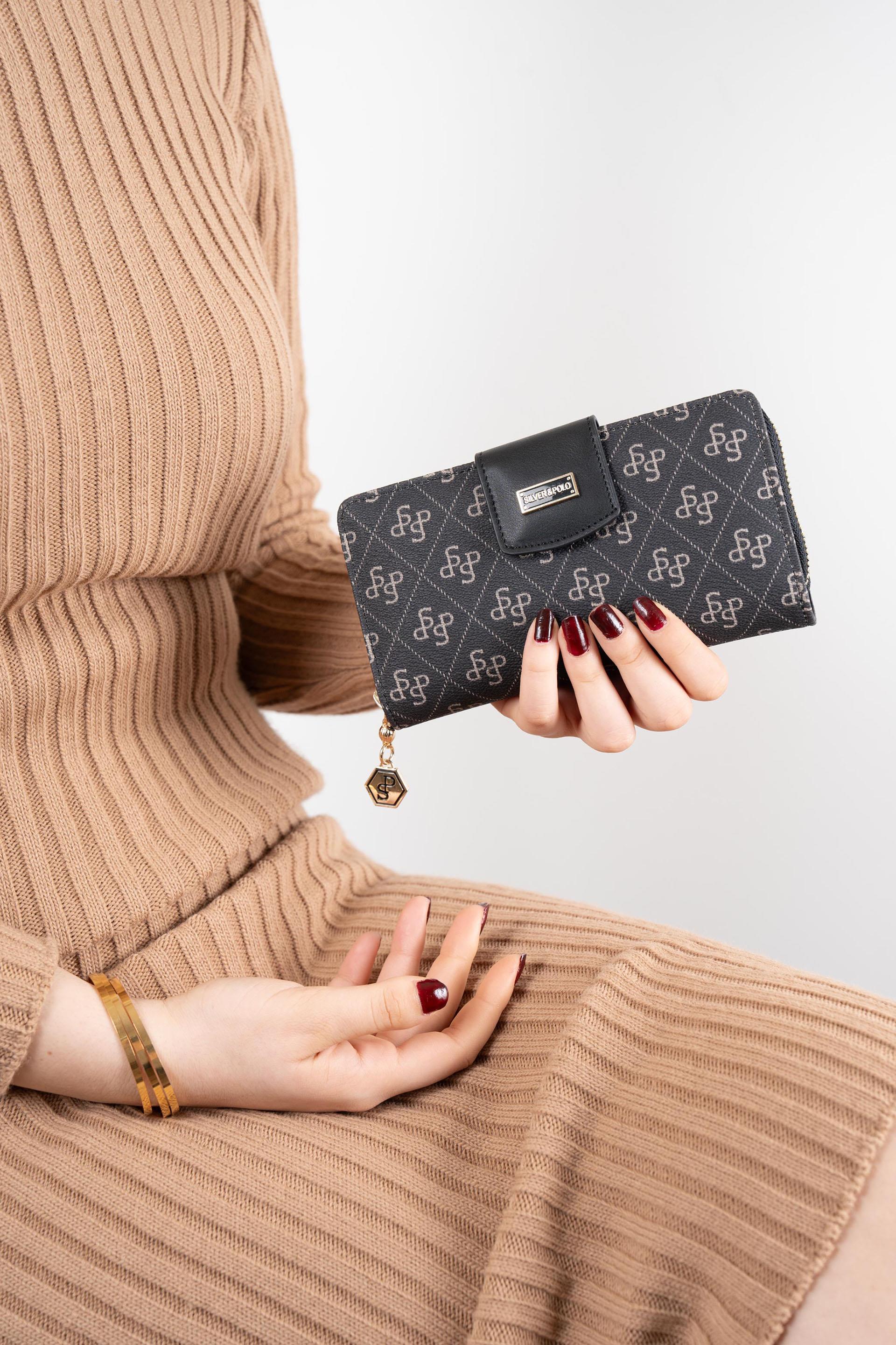 Silver & Polo Füme - Siyah SP928 Kadın Cüzdan & Kartlık