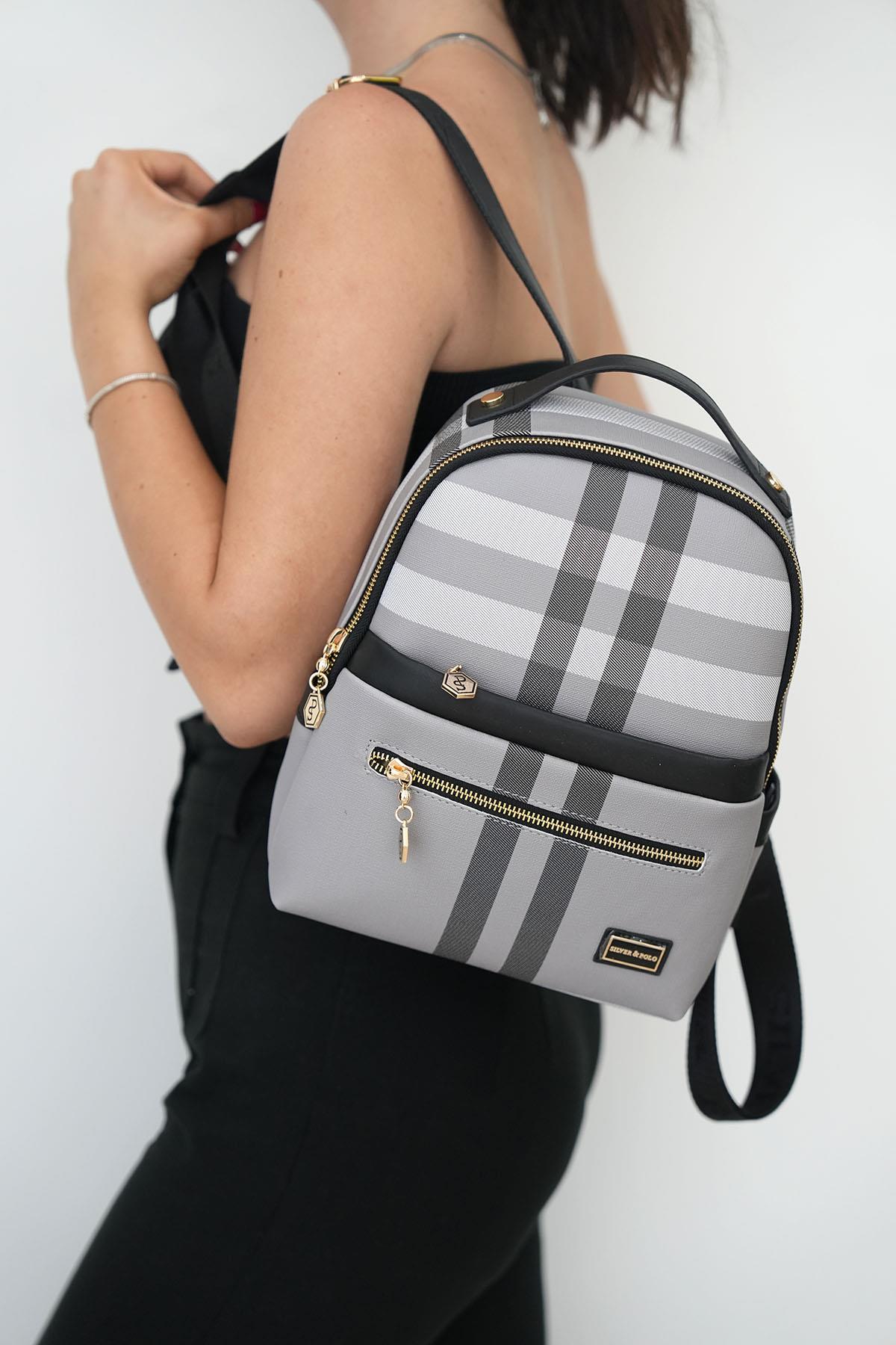 Silver & Polo Gri - Siyah SP1061 Kadın Sırt Çantası