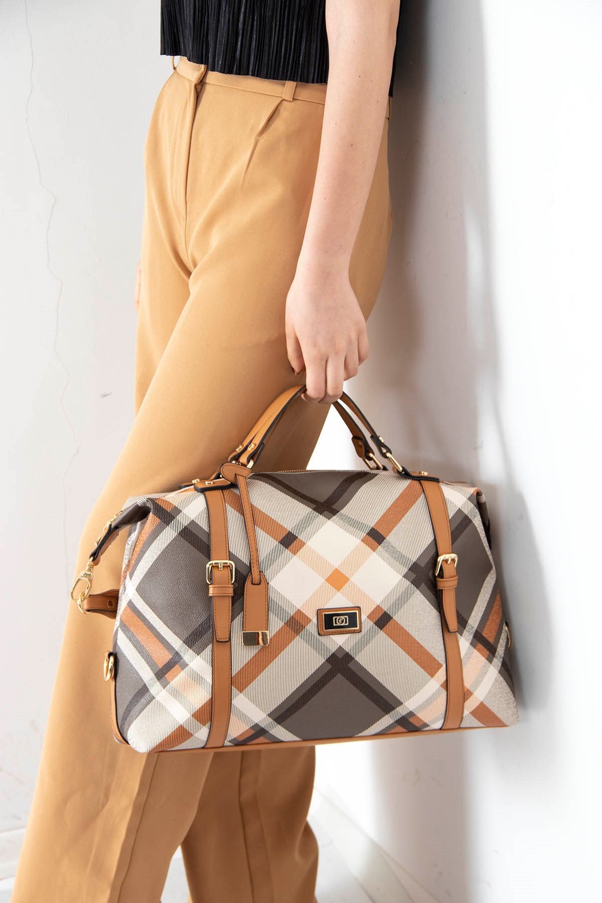 Silver & Polo Haki - Camel SP1064 Kadın Seyahat Çantası