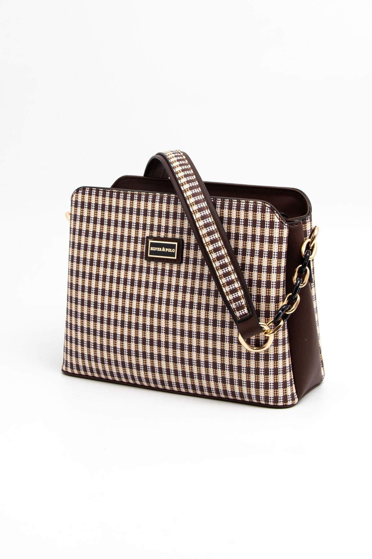 Silver & Polo Kahve Sarı - Kahve SP937 Kadın Omuz Çantası