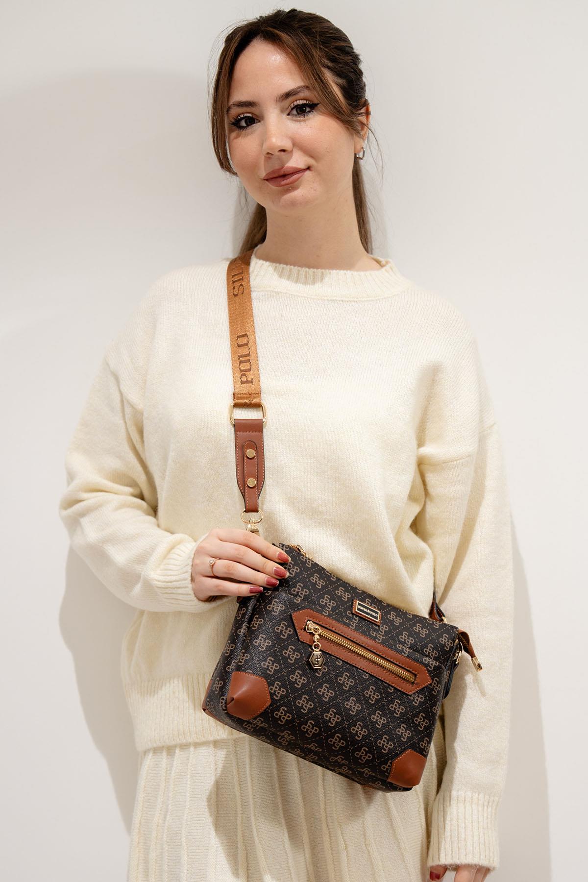 Silver & Polo Kahve Sarı  - Taba SP1110 Kadın Çapraz Çanta