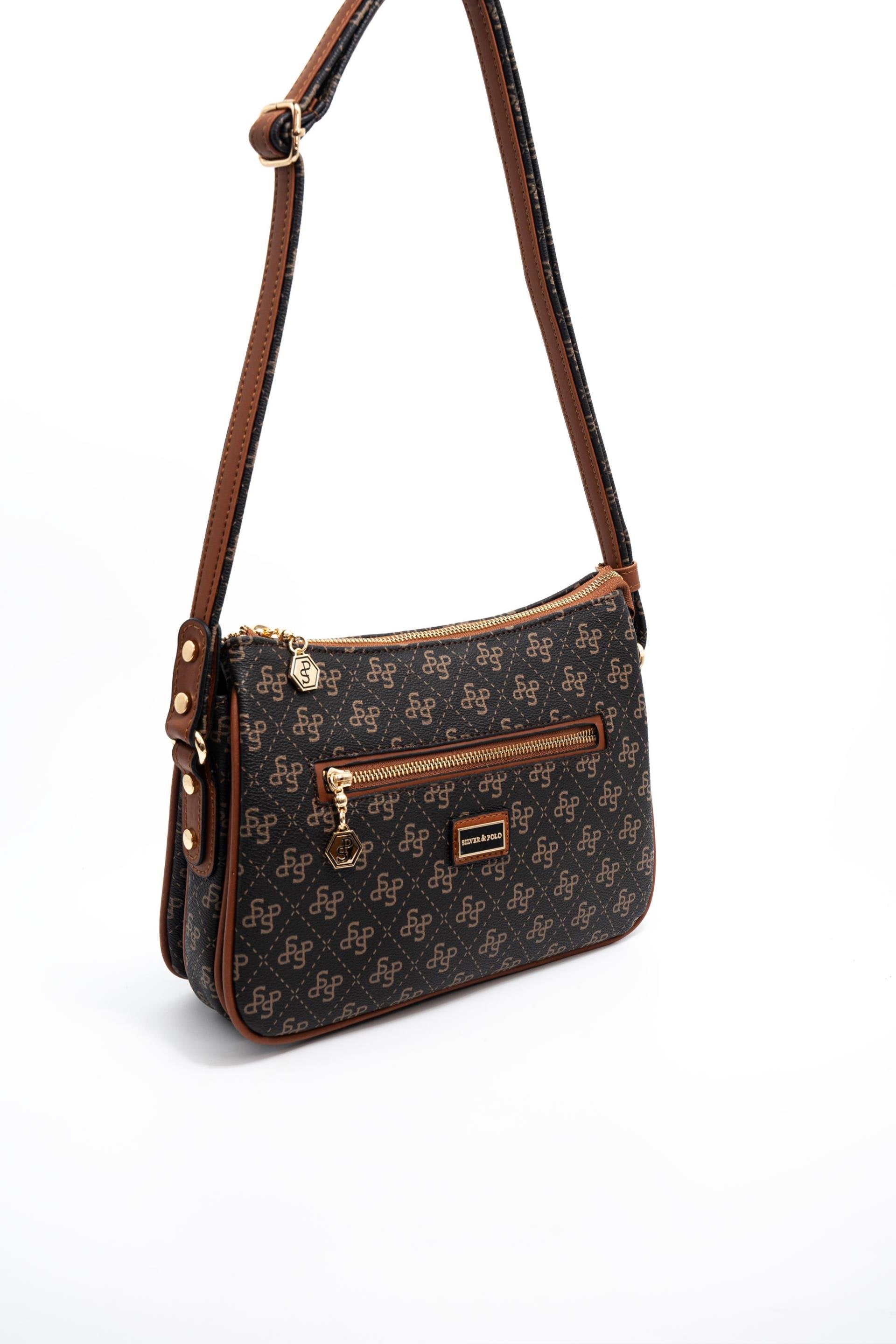 Silver & Polo Kahve Sarı  - Taba SP818 Kadın Çapraz Çanta