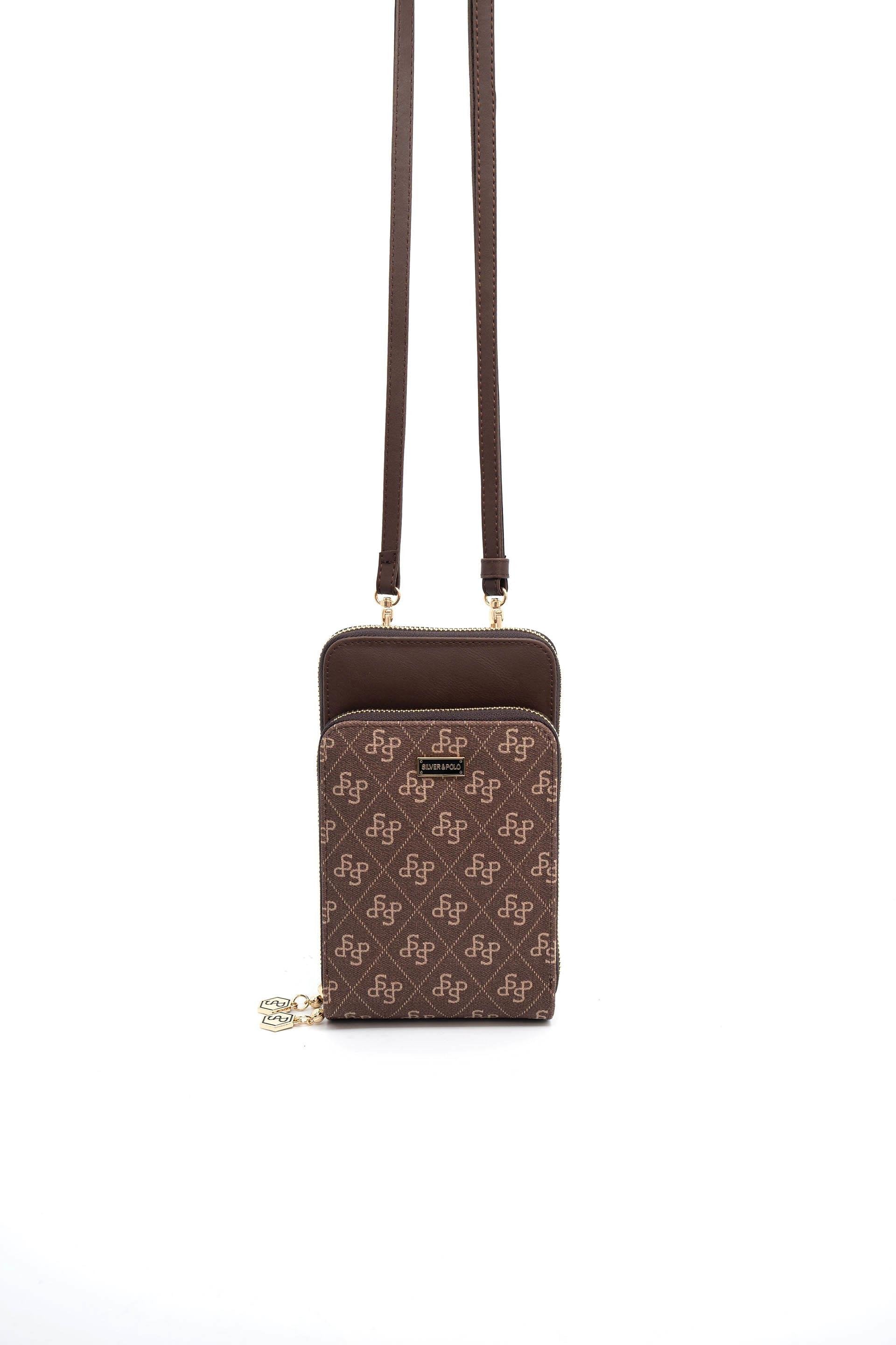Silver & Polo Kahve SP1011 Kadın Askılı Cüzdanlı Telefon Çantası