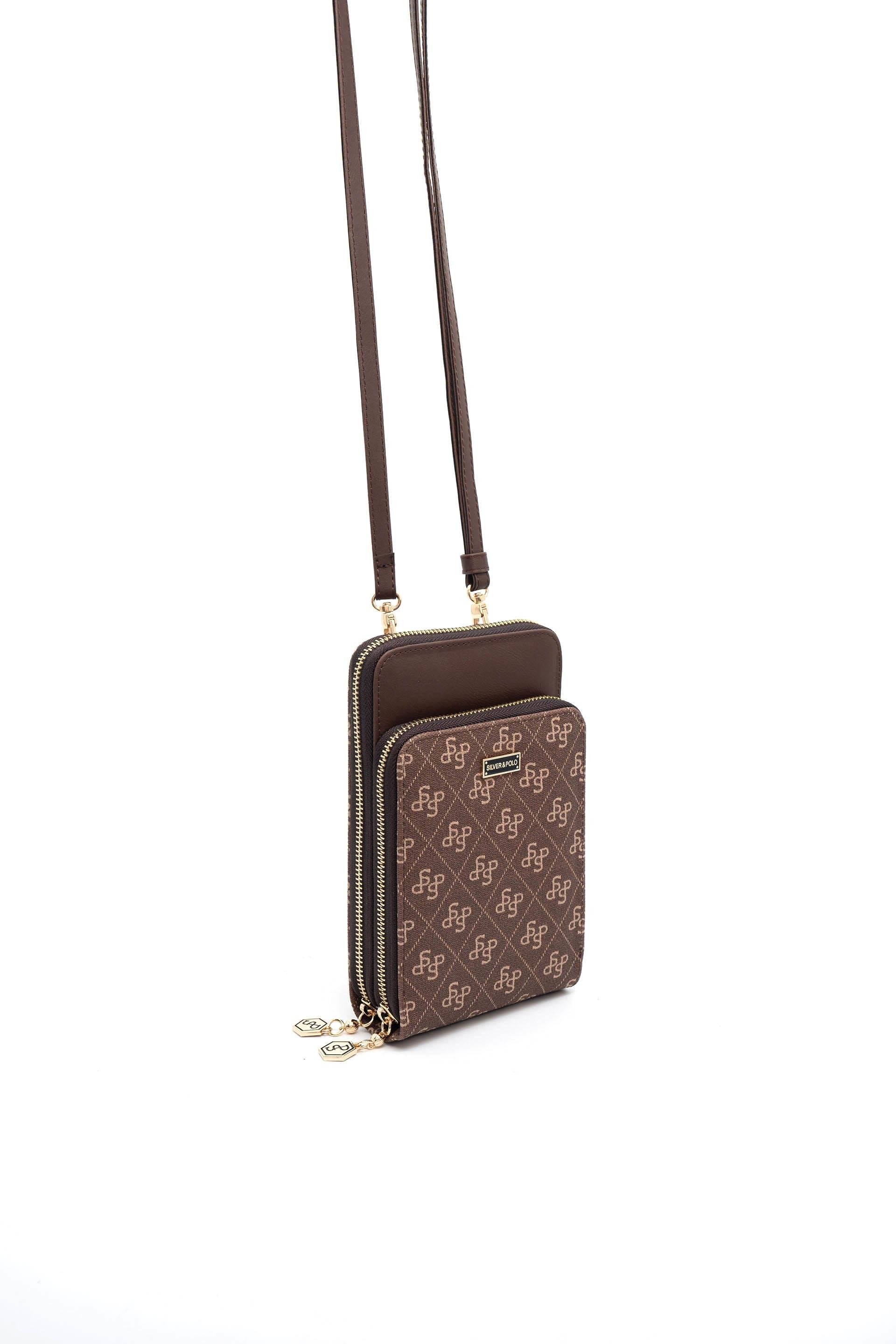 Silver & Polo Kahve SP1011 Kadın Askılı Cüzdanlı Telefon Çantası