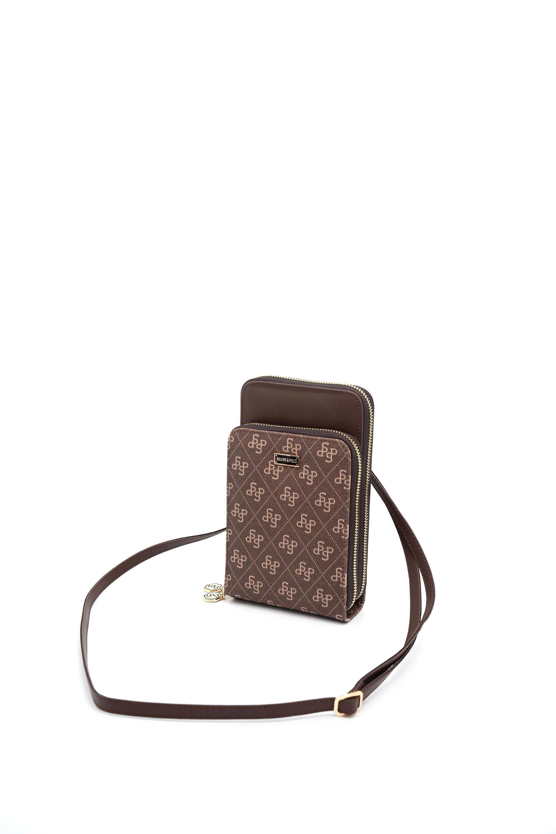 Silver & Polo Kahve SP1011 Kadın Askılı Cüzdanlı Telefon Çantası