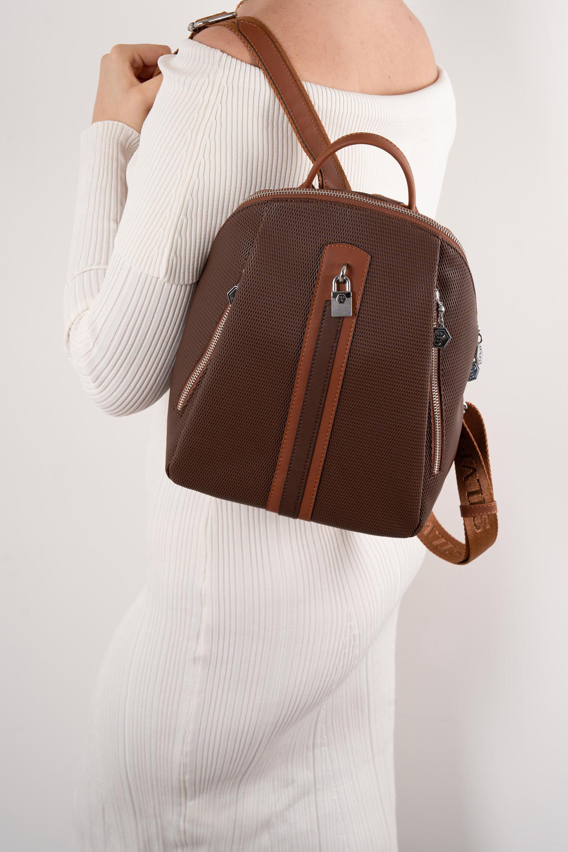 Silver & Polo Kahve - Taba SP1123 Kadın Sırt Çantası