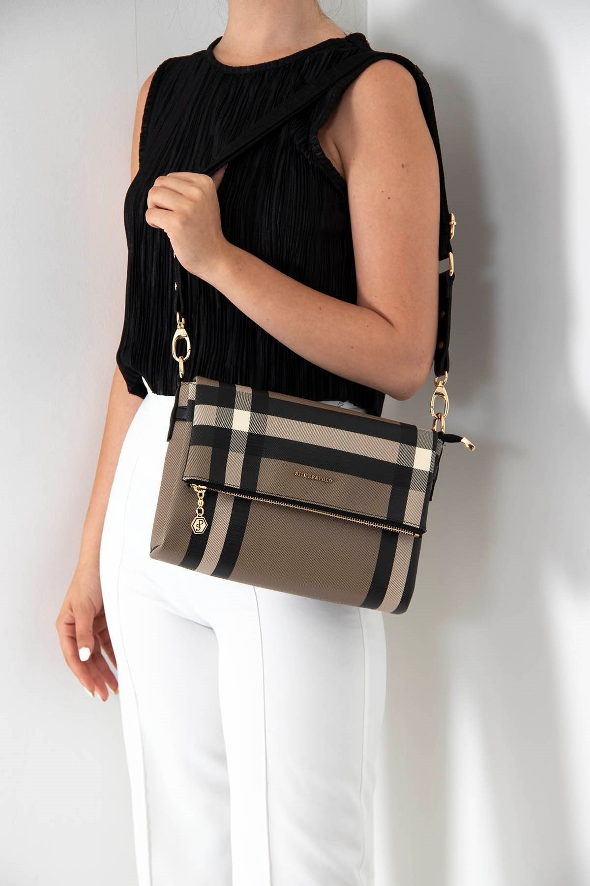 Silver & Polo Kahve - Siyah SP963 Kadın Çapraz Çanta