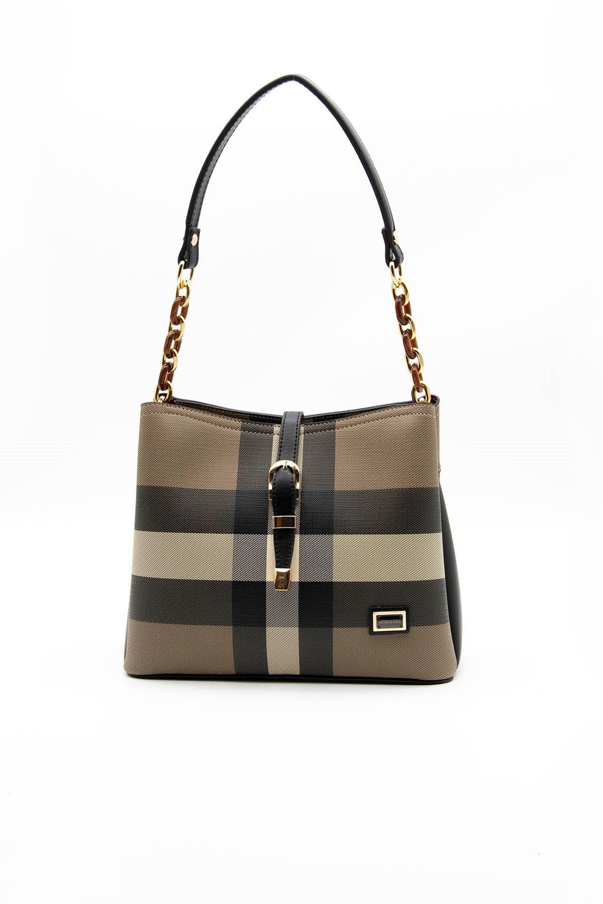 Silver & Polo Kahve - Siyah SP974 Kadın Omuz Çantası