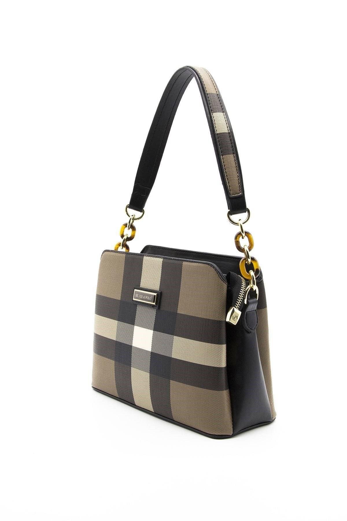 Silver & Polo Kahve - Siyah SP937 Kadın Omuz Çantası