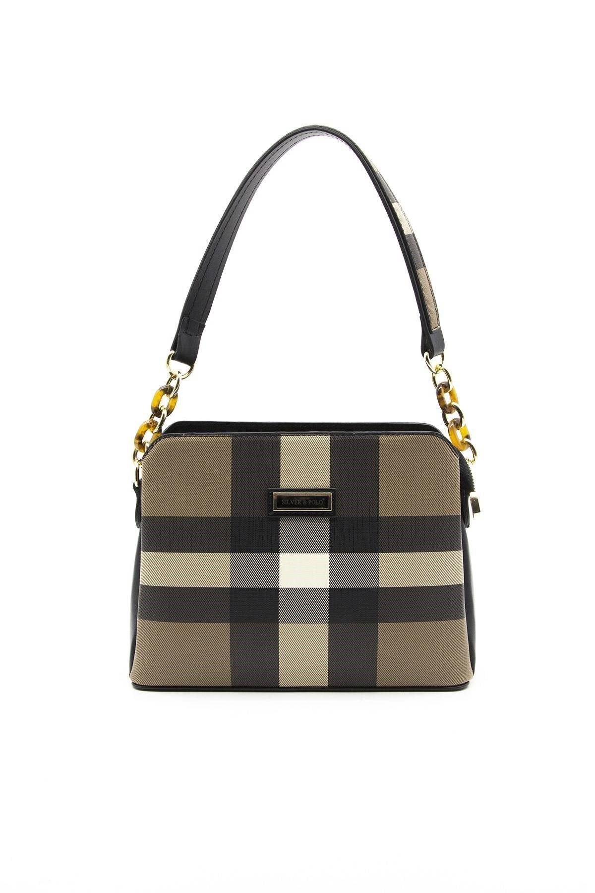 Silver & Polo Kahve - Siyah SP937 Kadın Omuz Çantası