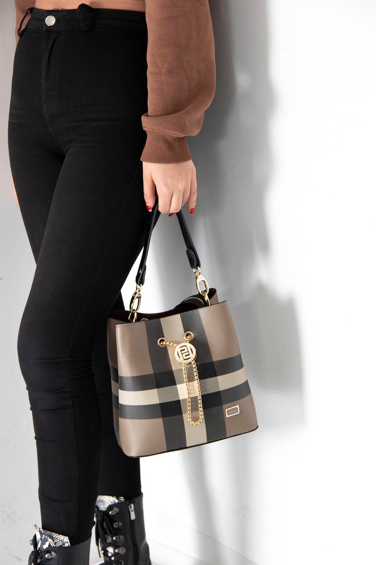 Silver & Polo Kahve - Siyah SP967 Kadın Çapraz Çanta