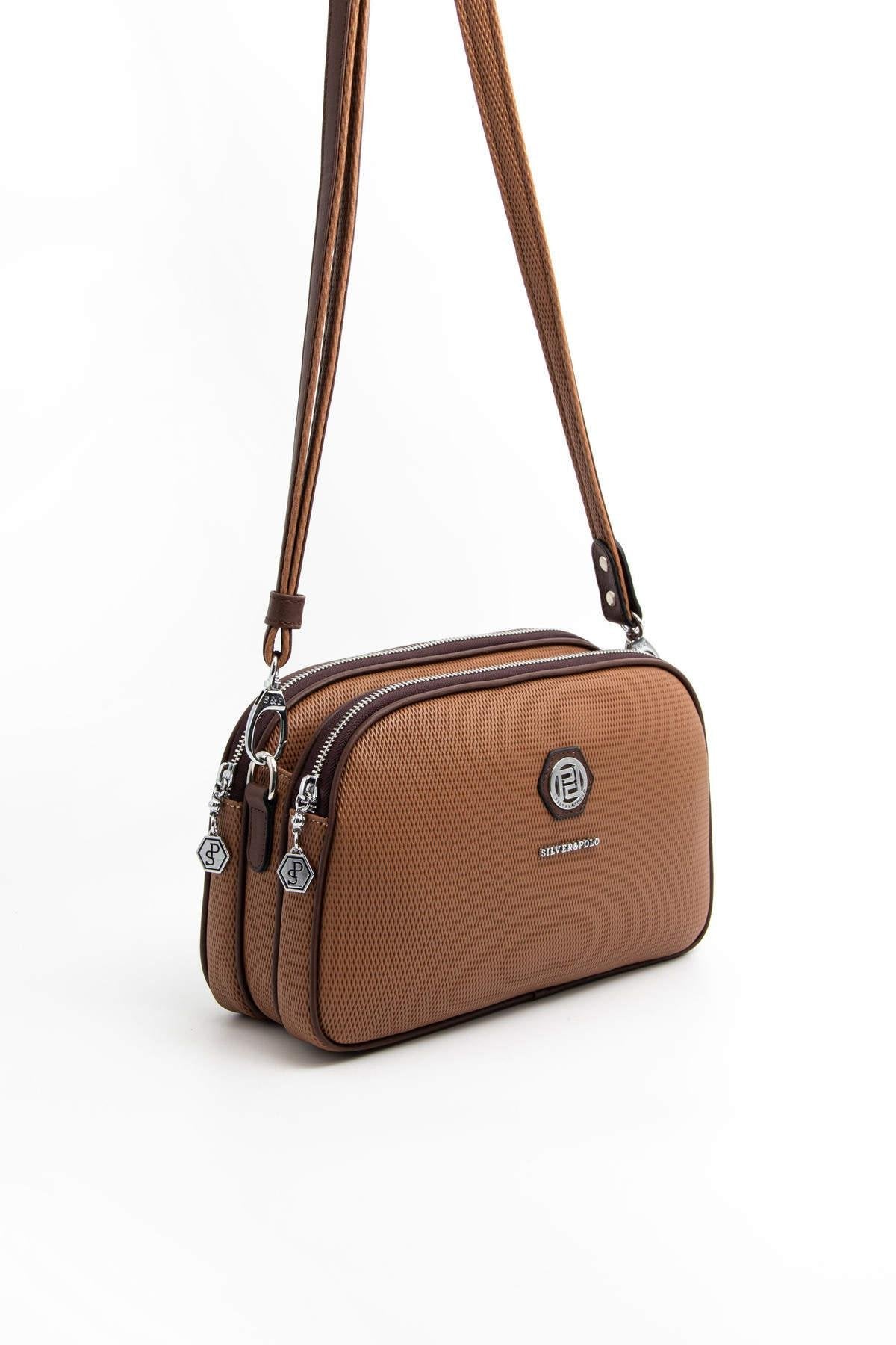 Silver & Polo Karamel - Kahve SP745 Kadın Çapraz Çanta
