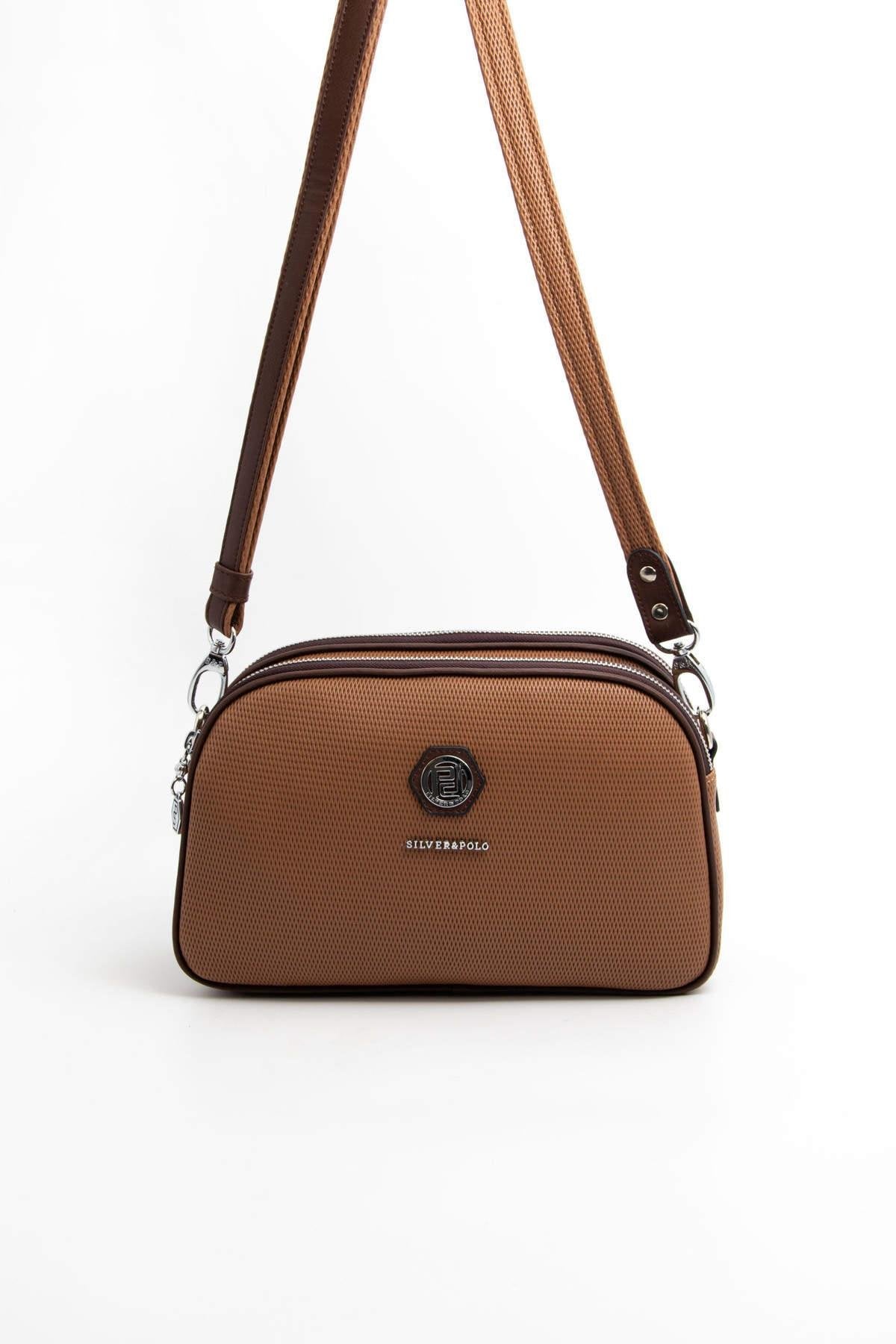 Silver & Polo Karamel - Kahve SP745 Kadın Çapraz Çanta