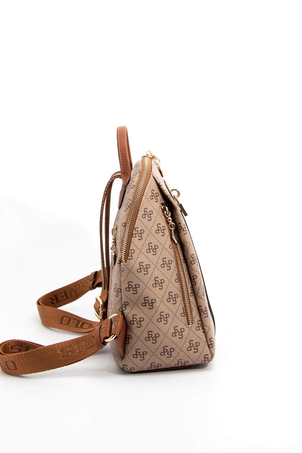 Silver & Polo Koyu Bej  - Taba SP1123 Kadın Sırt Çantası