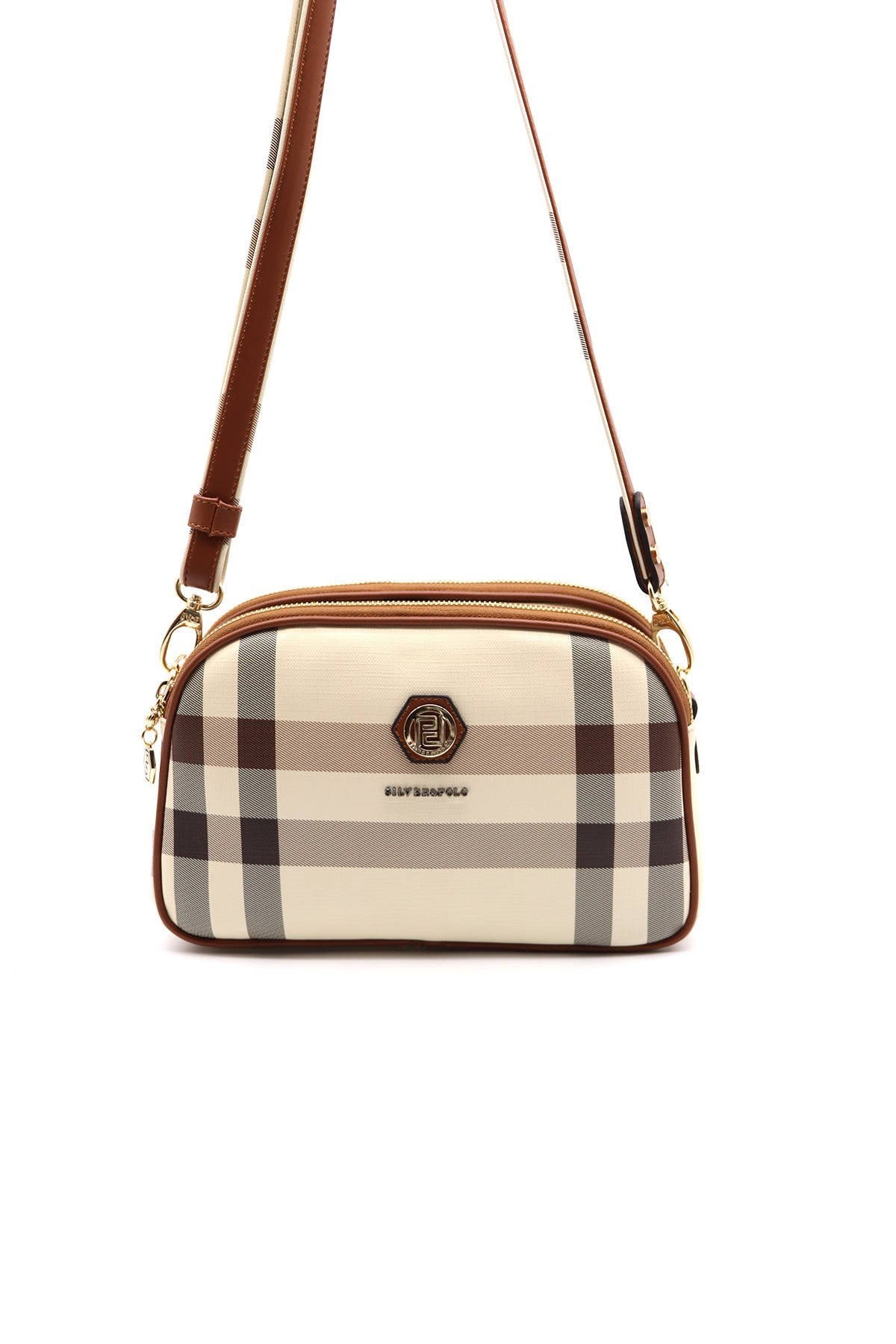 Silver & Polo Krem - Taba SP745 Kadın Çapraz Çanta