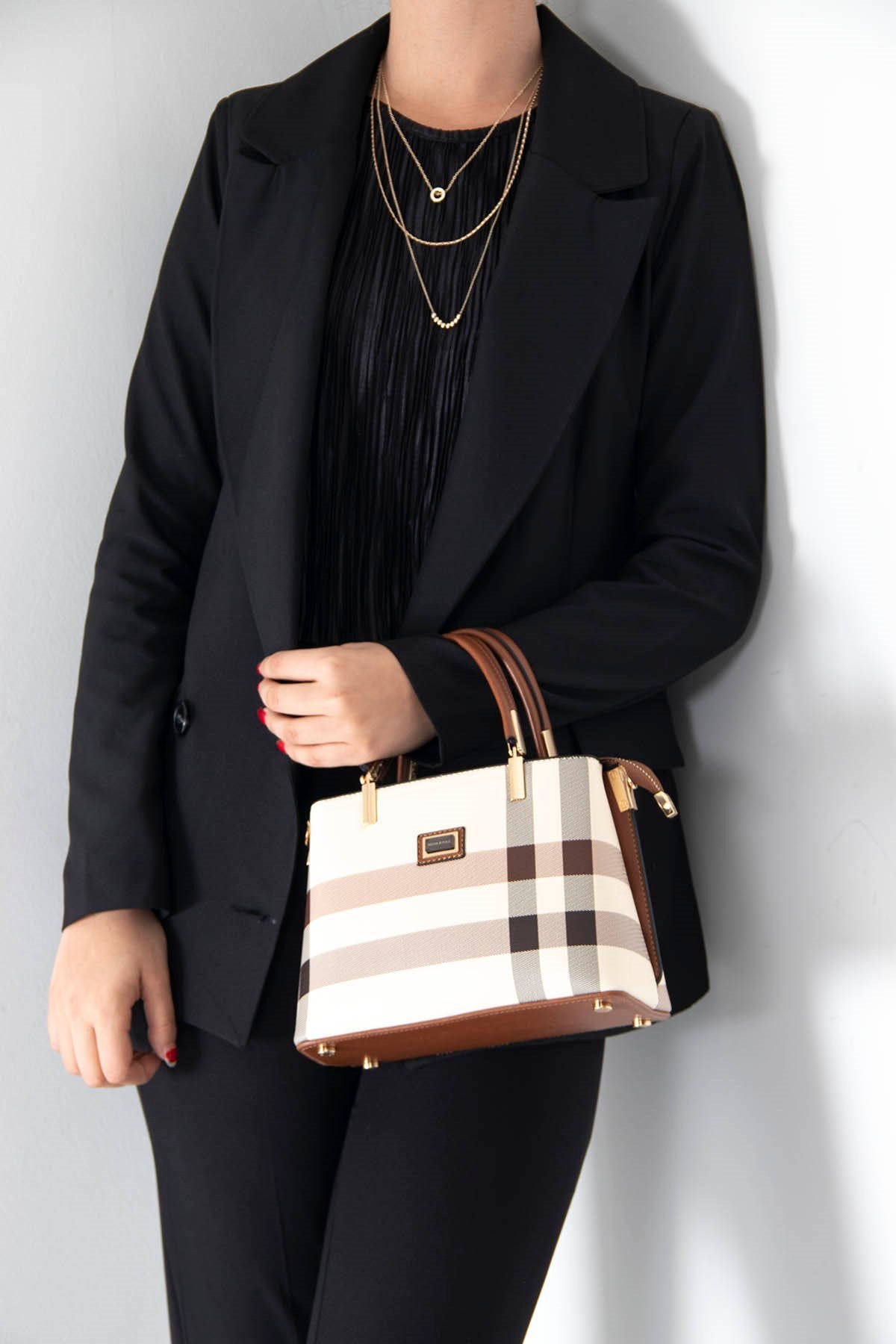 Silver & Polo Krem - Taba SP987 Kadın El Çantası