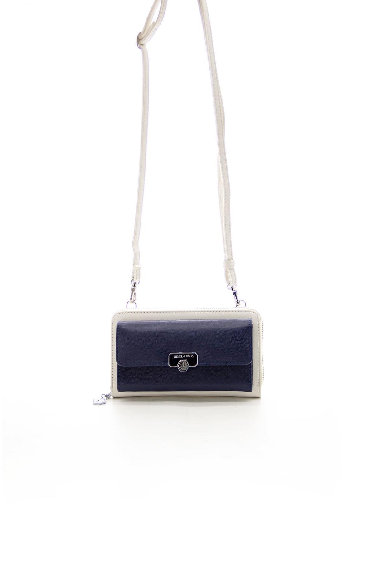 Silver & Polo Laci - Kemik SP921 Kadın Askılı Cüzdanlı Telefon Çantası