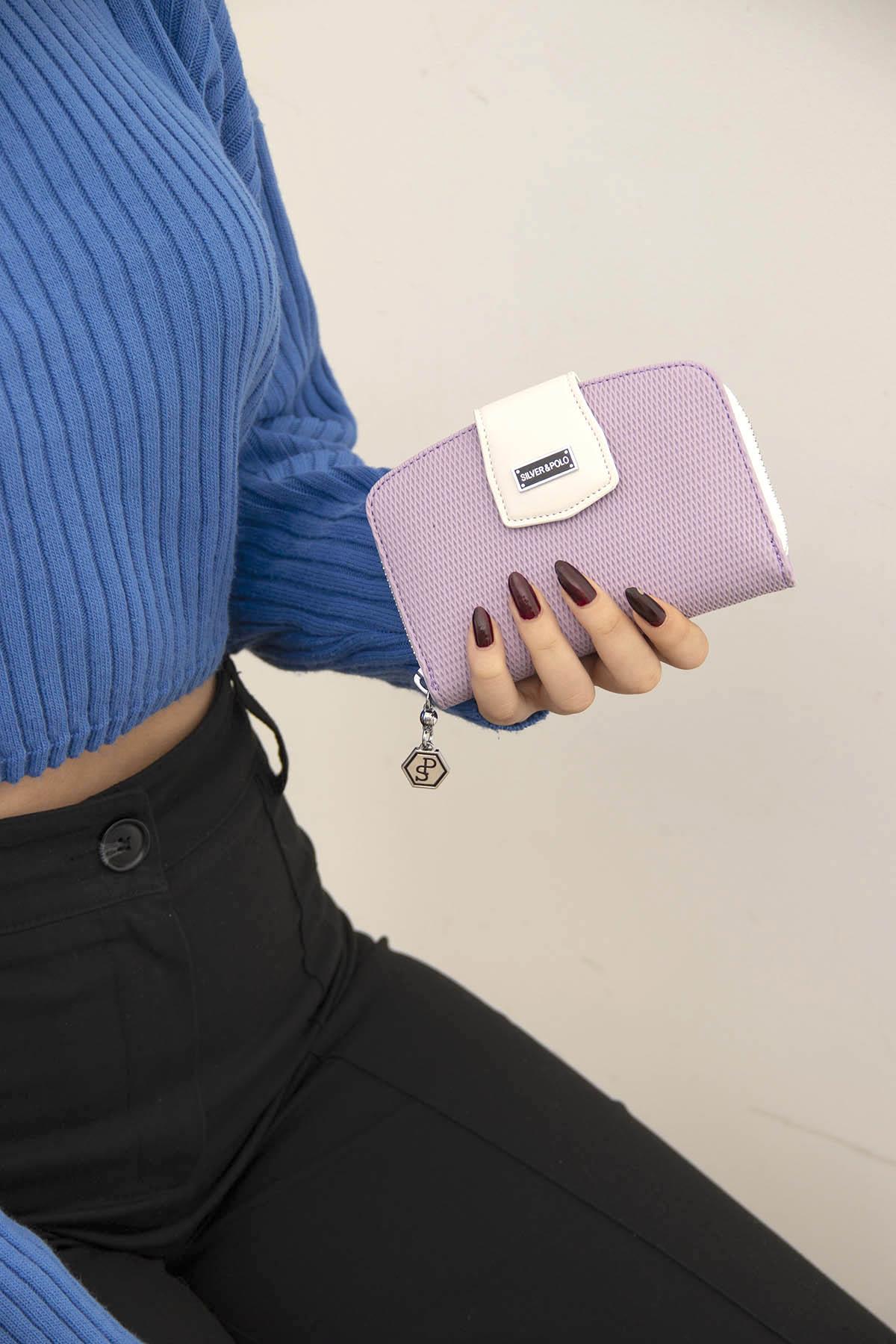 Silver & Polo Lila - Kemik SP874 Kadın Cüzdan & Kartlık