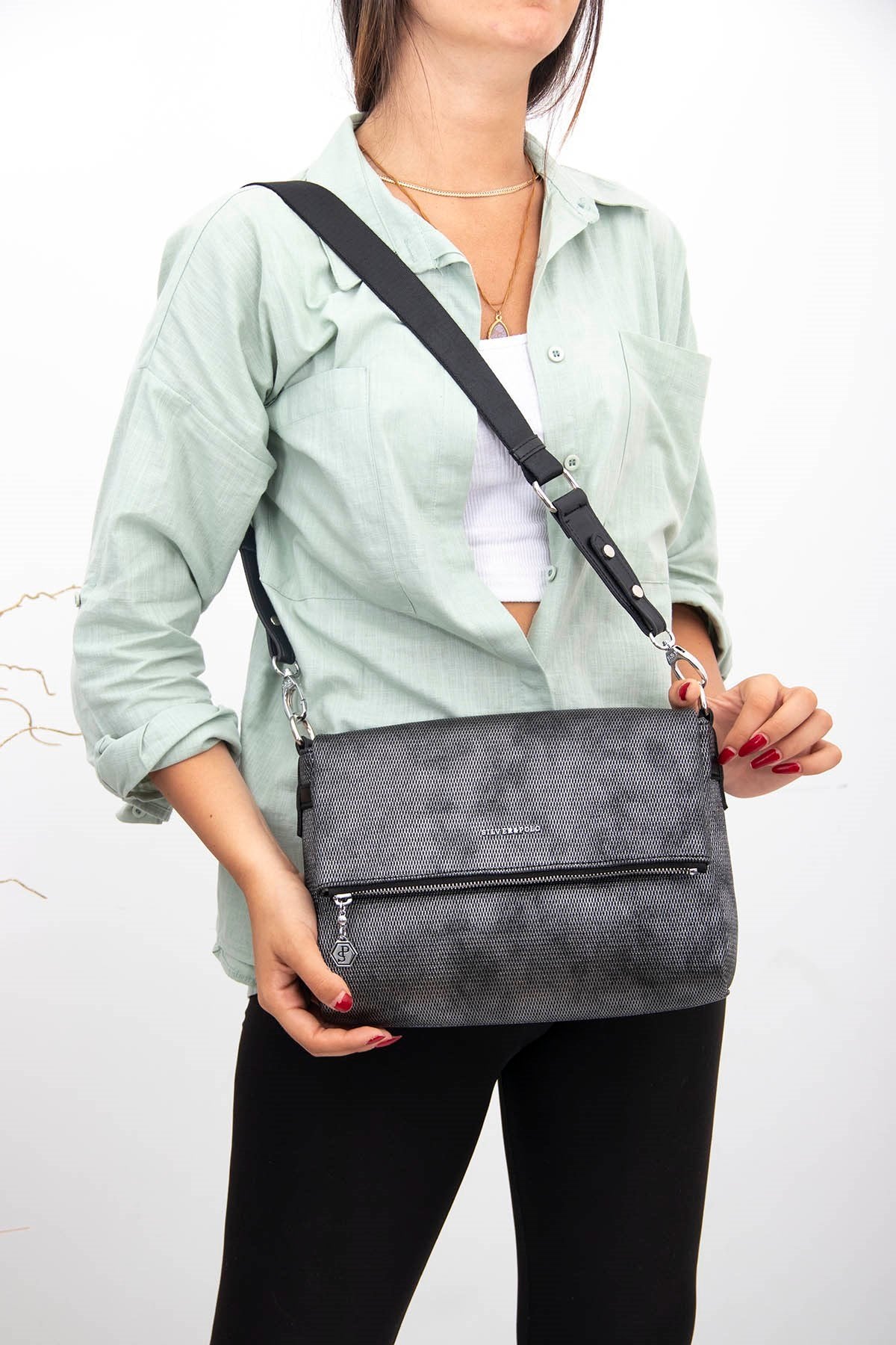 Silver & Polo M.gümüş - Siyah SP963 Kadın Çapraz Çanta