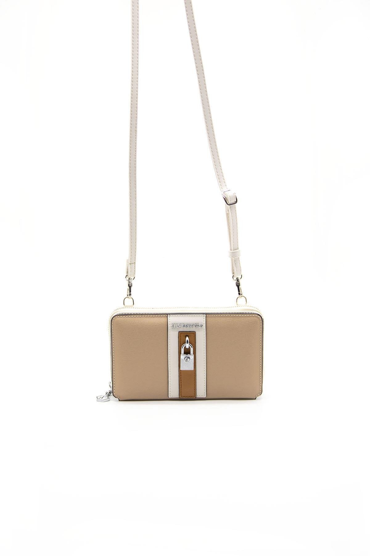 Silver & Polo Nut - Kemik SP1138 Kadın Askılı Cüzdanlı Telefon Çantası