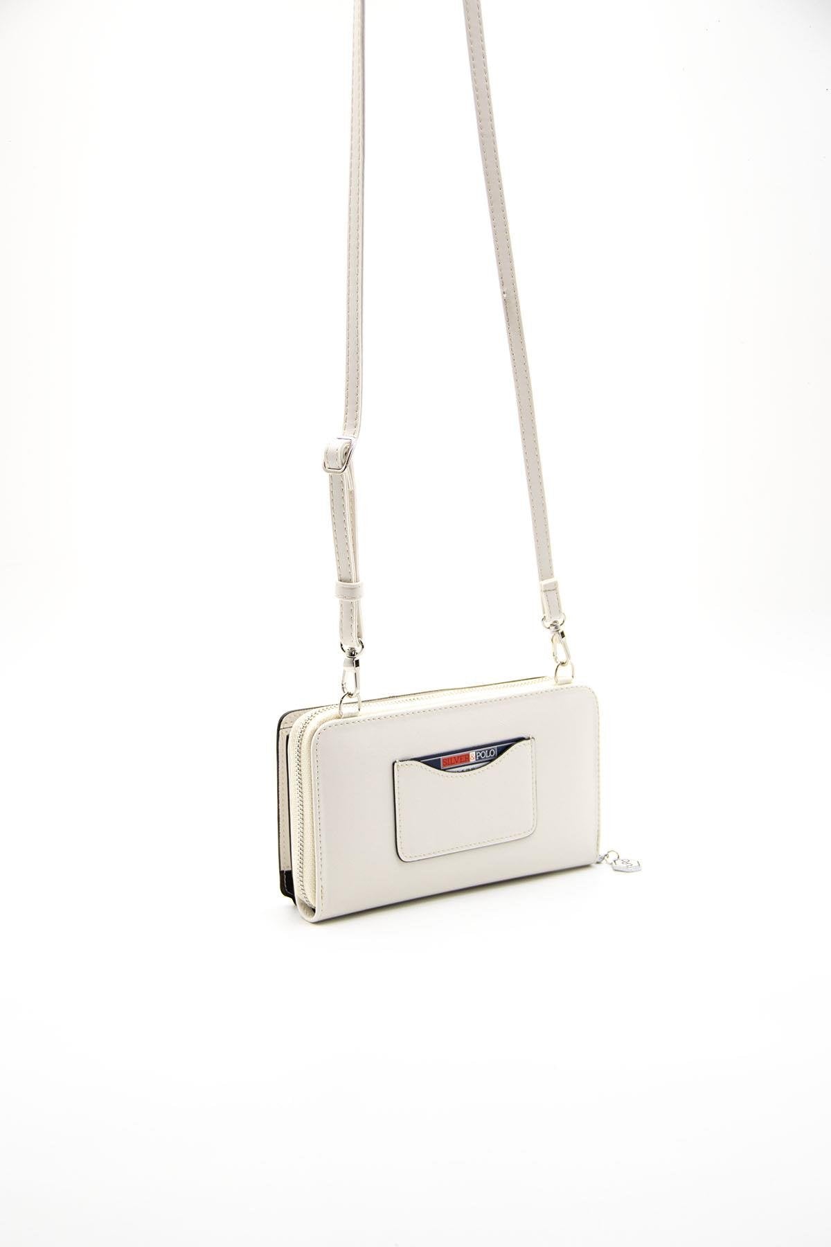 Silver & Polo Nut - Kemik SP1138 Kadın Askılı Cüzdanlı Telefon Çantası