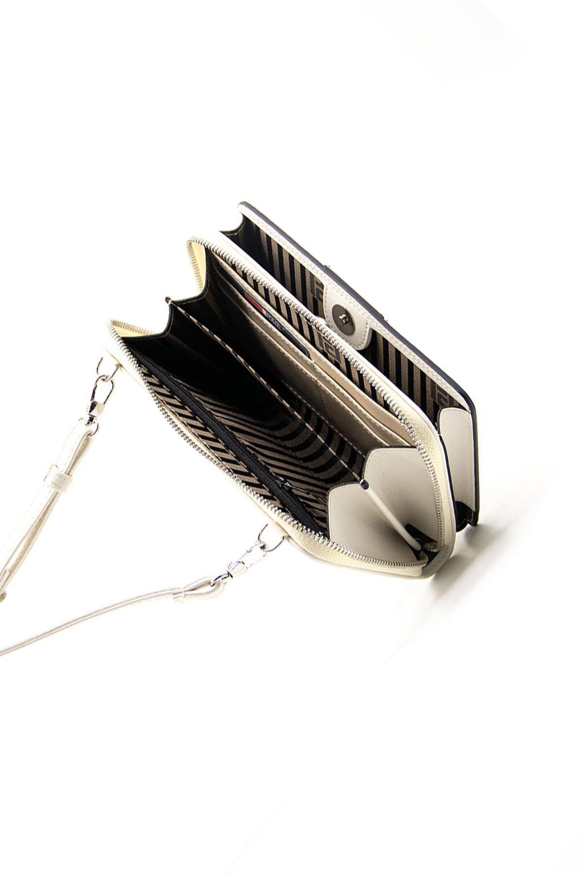 Silver & Polo Nut - Kemik SP1138 Kadın Askılı Cüzdanlı Telefon Çantası