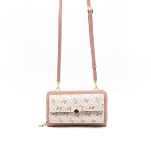 Silver & Polo Pembe-Somon SP921 Kadın Askılı Cüzdanlı Telefon Çantası