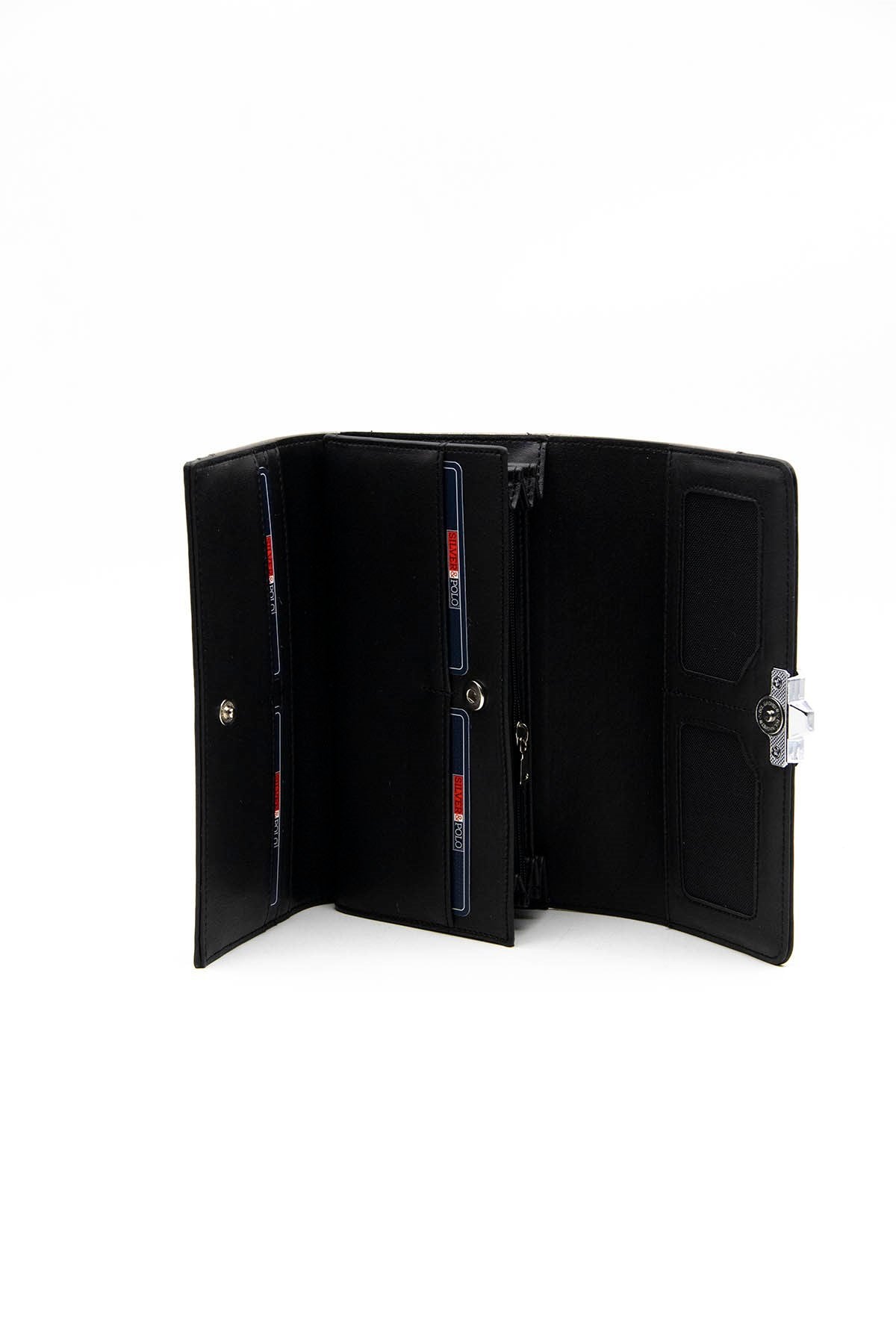 Silver & Polo Platin - Siyah SP979 Kadın Cüzdan & Kartlık