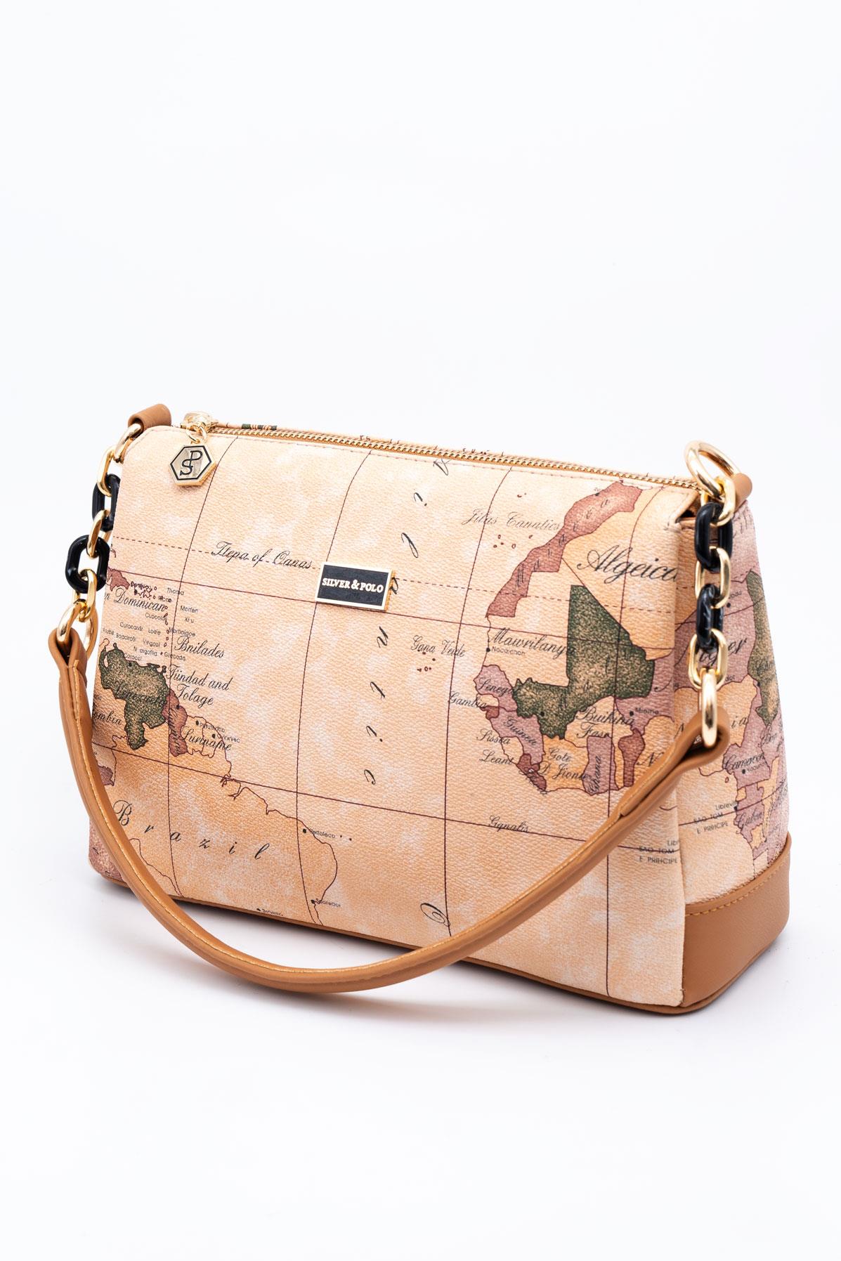 Silver & Polo Pudra - A.Taba SP910 Kadın Çapraz Çanta