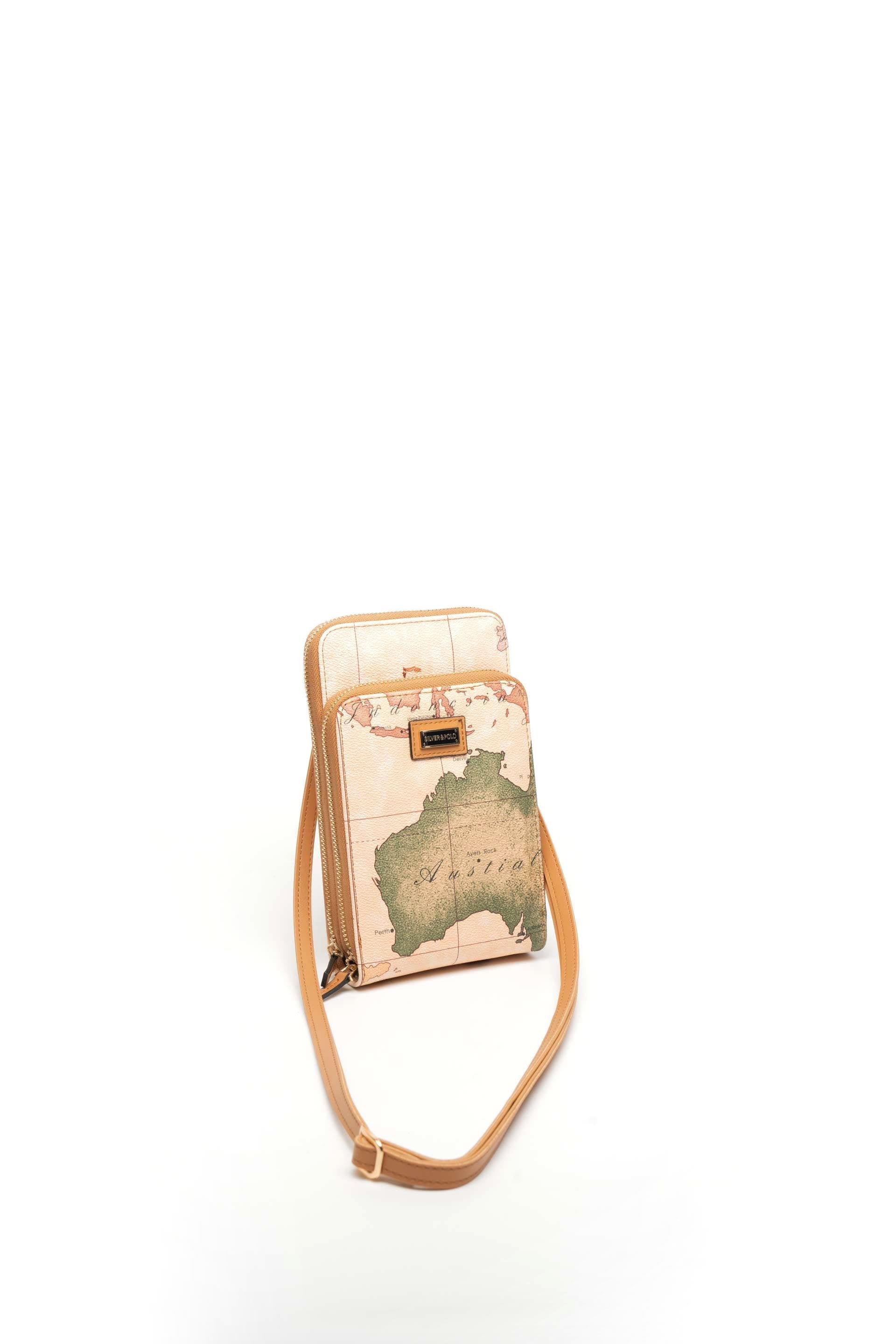 Silver & Polo Pudra - A.Taba SP1011 Kadın Askılı Cüzdanlı Telefon Çantası