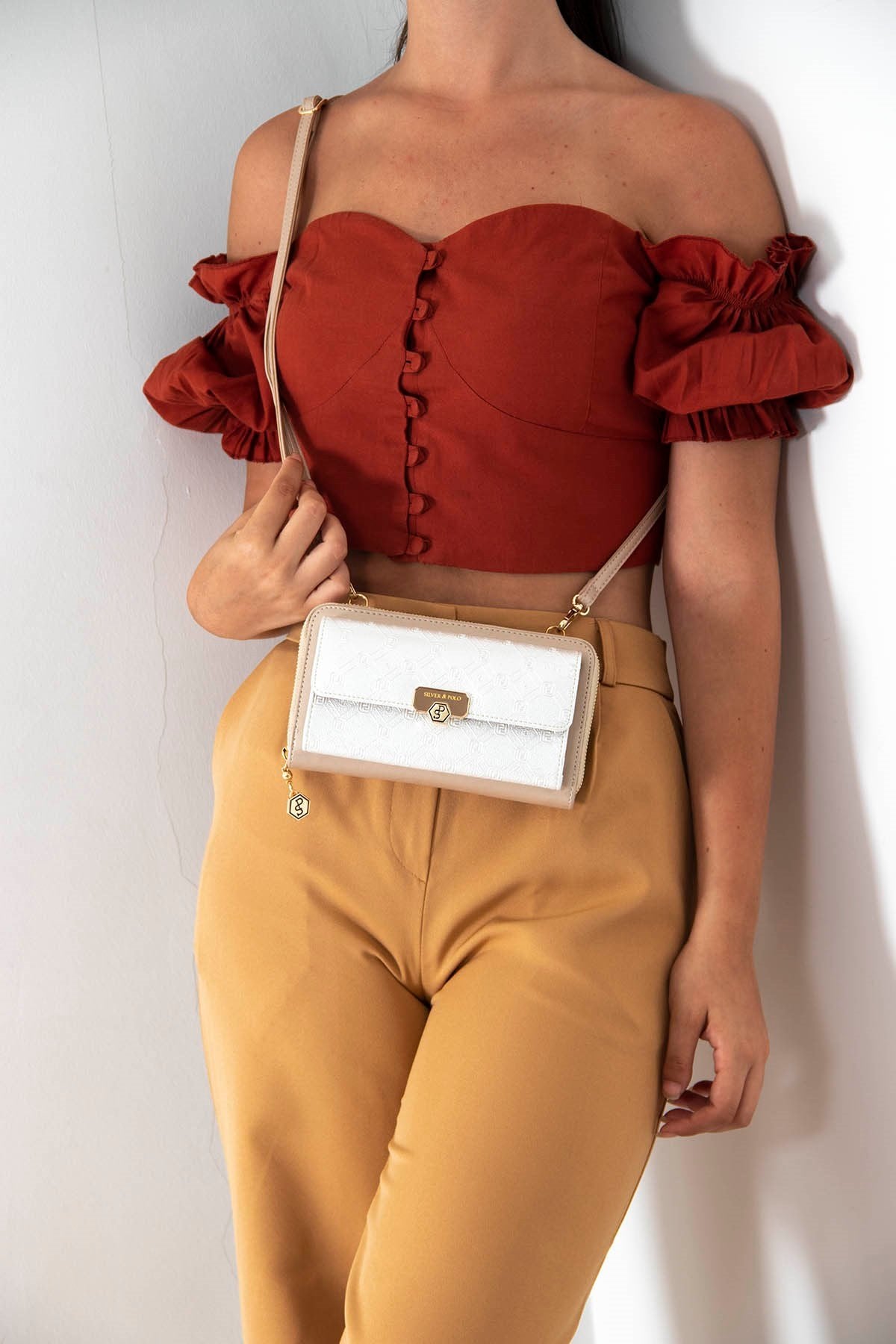 Silver & Polo Sedef - S.nut SP921 Kadın Askılı Cüzdanlı Telefon Çantası