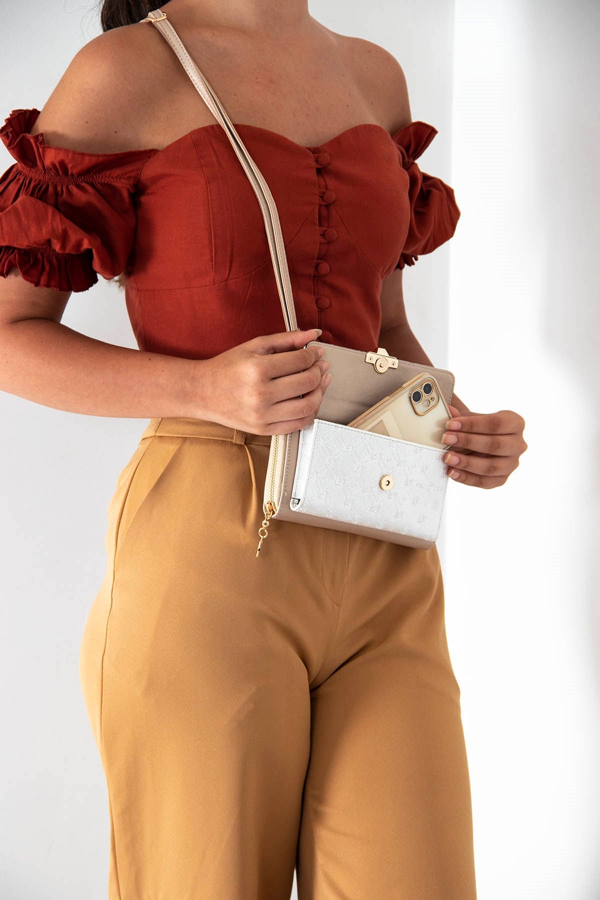 Silver & Polo Sedef - S.nut SP921 Kadın Askılı Cüzdanlı Telefon Çantası