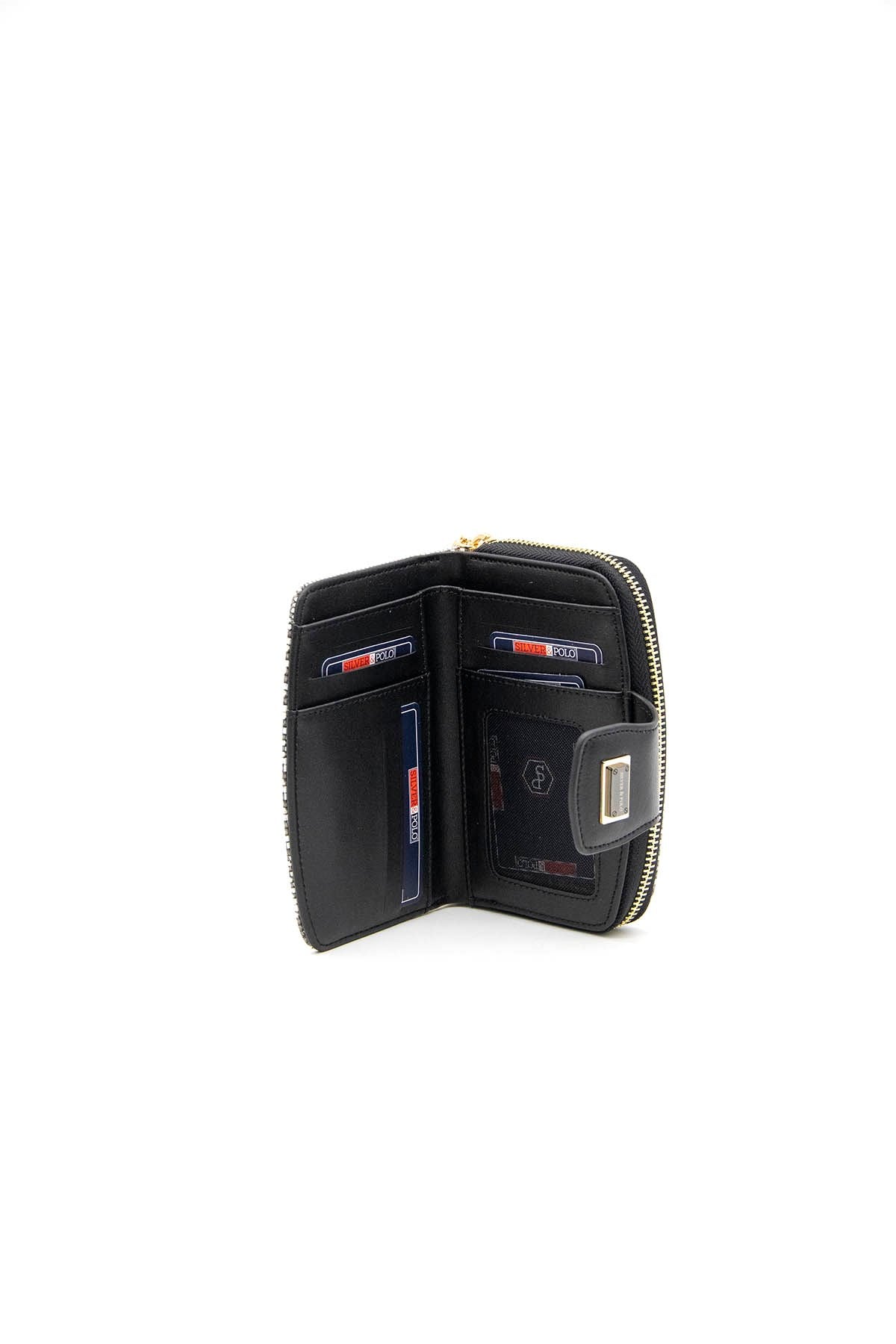 Silver & Polo Siyah Beyaz - Siyah SP874 Kadın Cüzdan & Kartlık