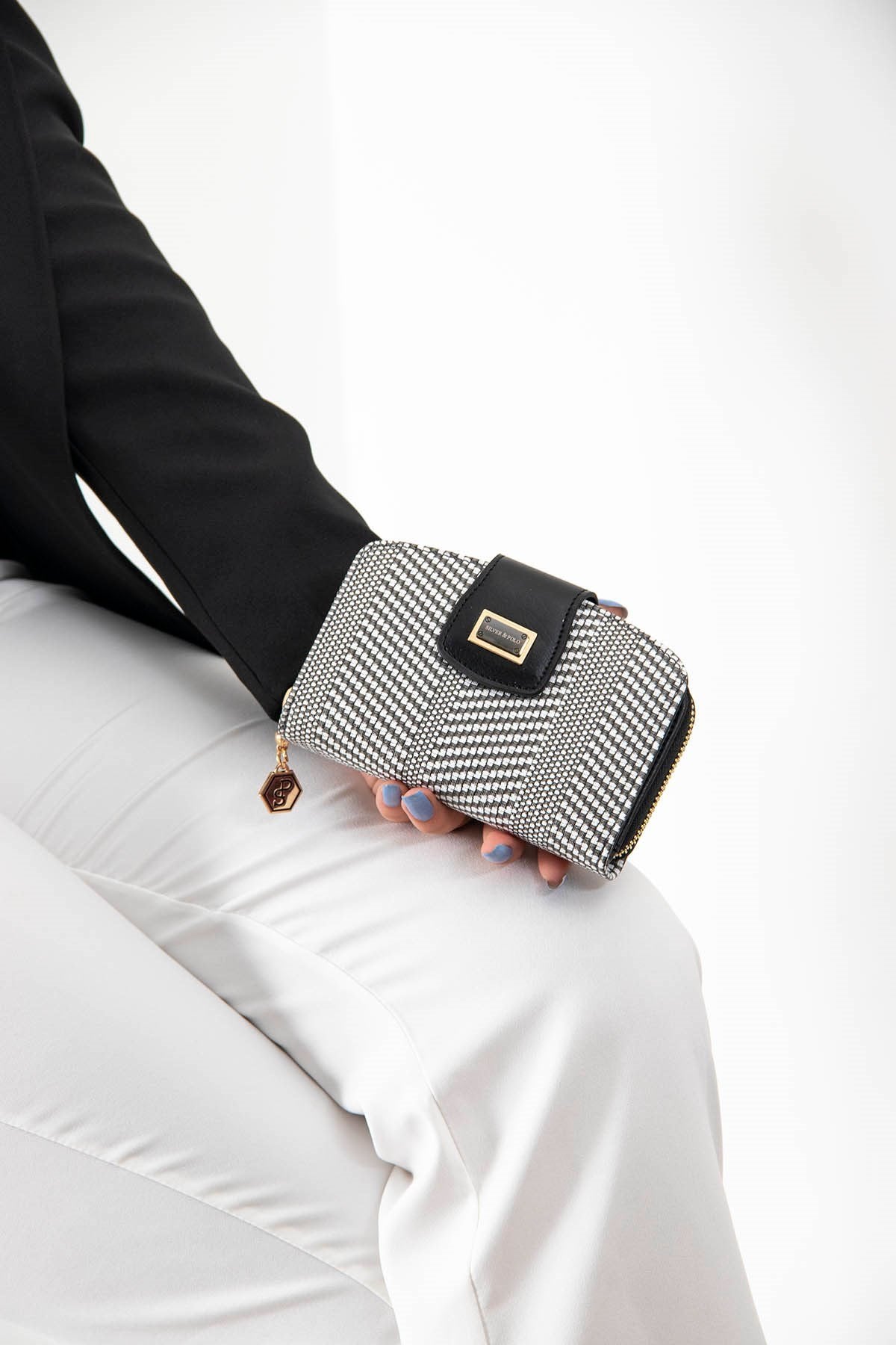 Silver & Polo Siyah Beyaz - Siyah SP874 Kadın Cüzdan & Kartlık