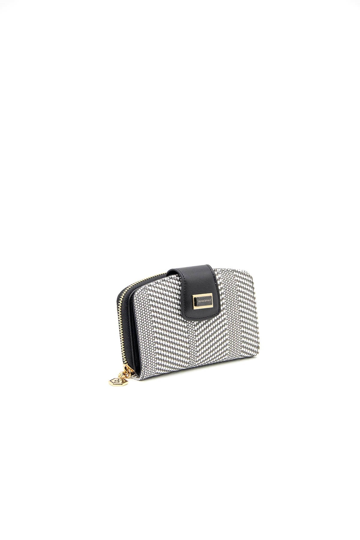 Silver & Polo Siyah Beyaz - Siyah SP874 Kadın Cüzdan & Kartlık