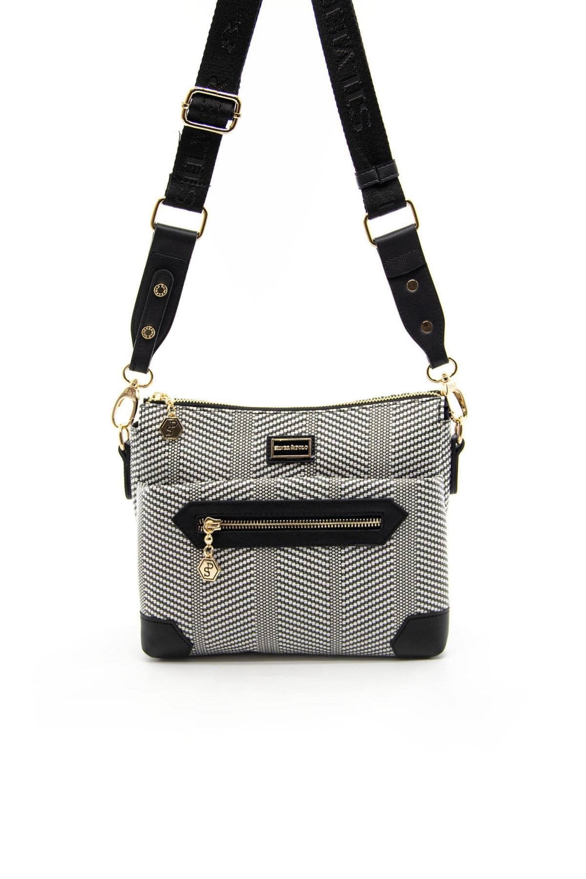 Silver & Polo Siyah Beyaz - Siyah SP1110 Kadın Çapraz Çanta