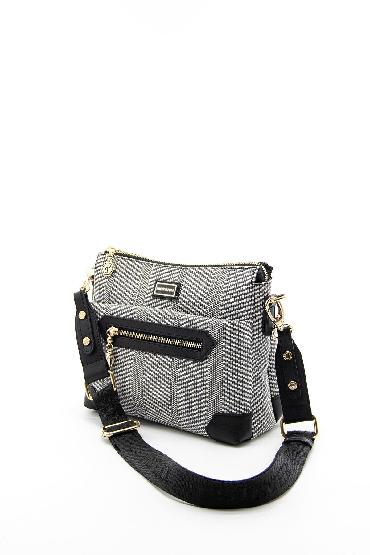 Silver & Polo Siyah Beyaz - Siyah SP1110 Kadın Çapraz Çanta