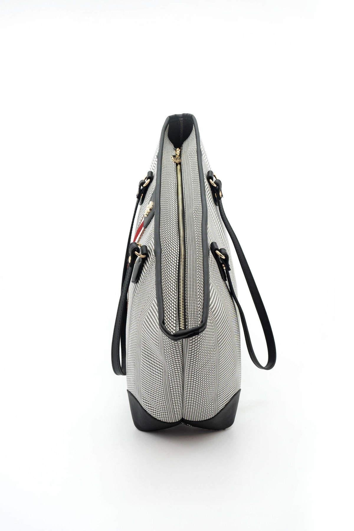 Silver & Polo Siyah Beyaz  - Siyah SP1169 Kadın Omuz Shopper Çanta